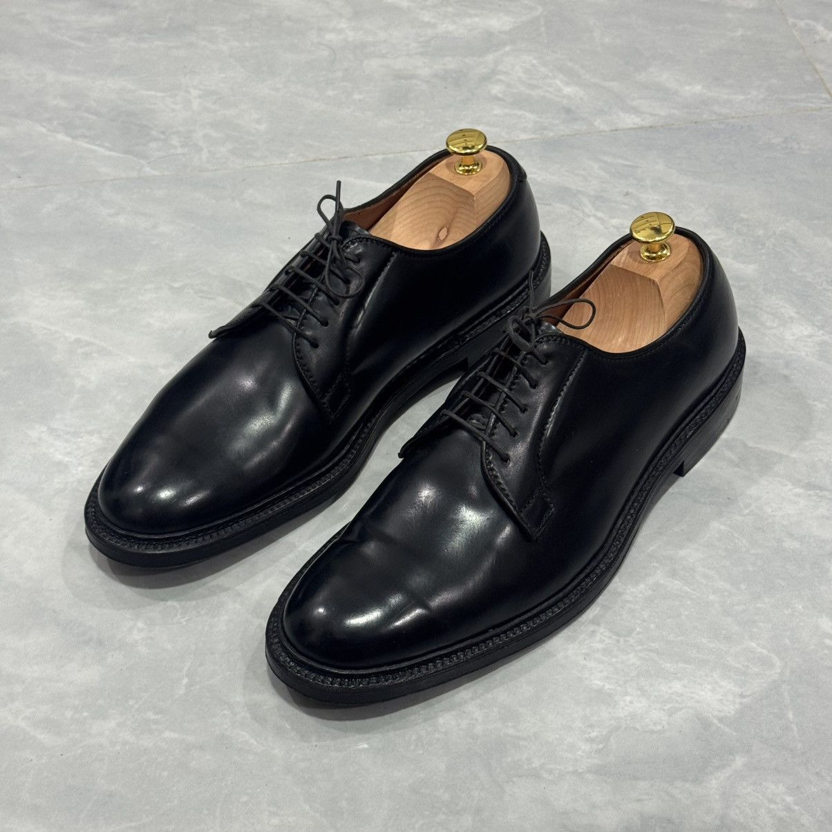 Alden 9901 Plain Toe Blucher Black Shell Cordovan Shoes