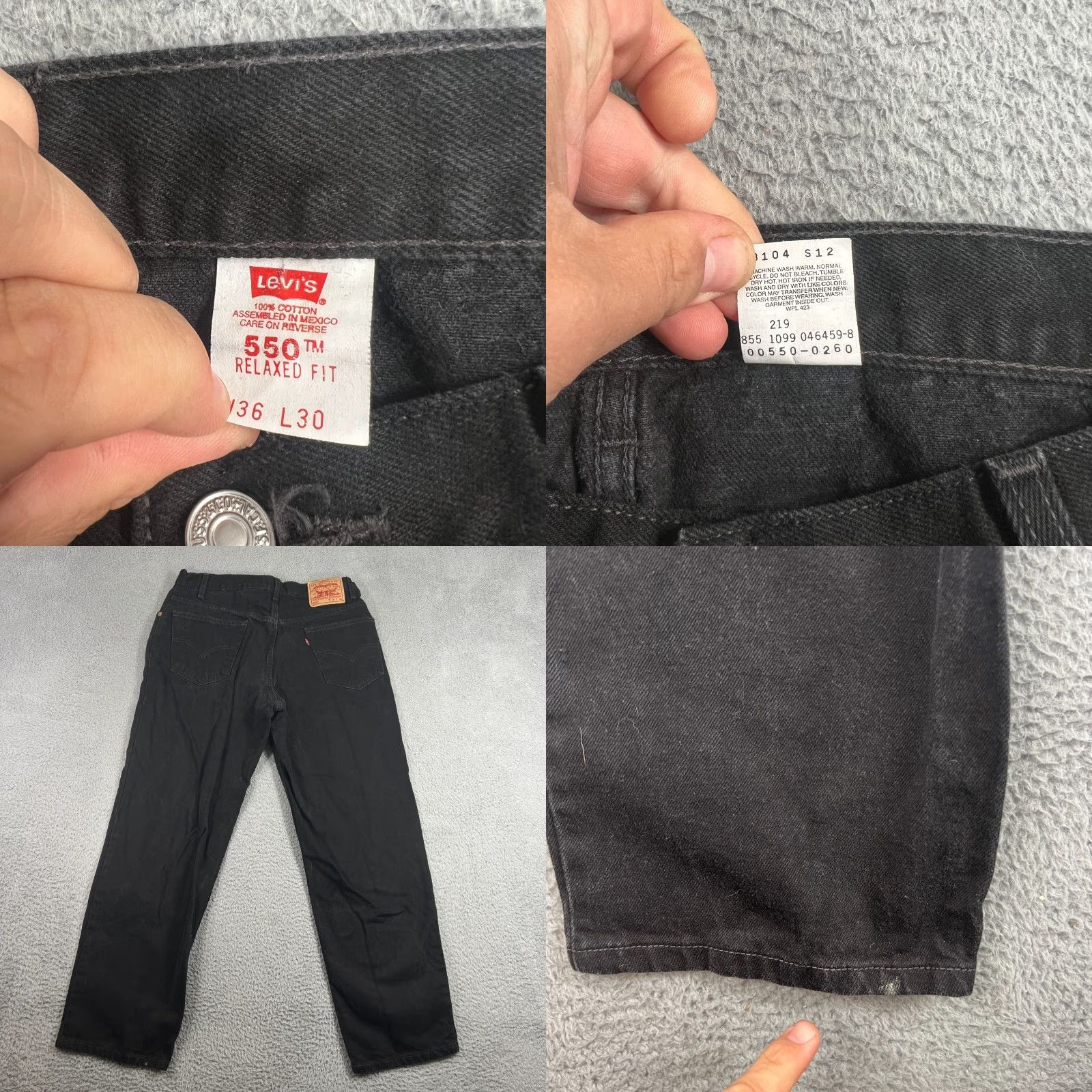 Levi's VINTAGE Levi's 550 Jeans Men's Relaxed Fit 36x30 Black Cotton 90s Retro Made in Mexico Size US 36 / EU 52 - 8 Thumbnail