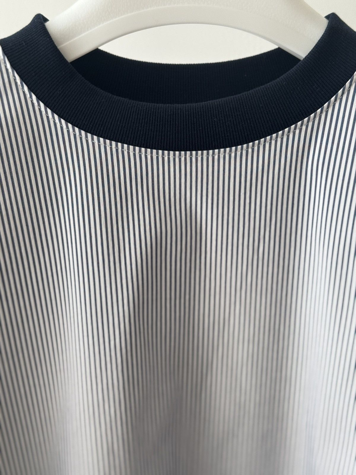 Japanese Brand NAVY STRIPE JAPANESE STRETCH COTTON POPLIN CREW NECK T-SHIRT Size US M / EU 48-50 / 2 - 3 Thumbnail