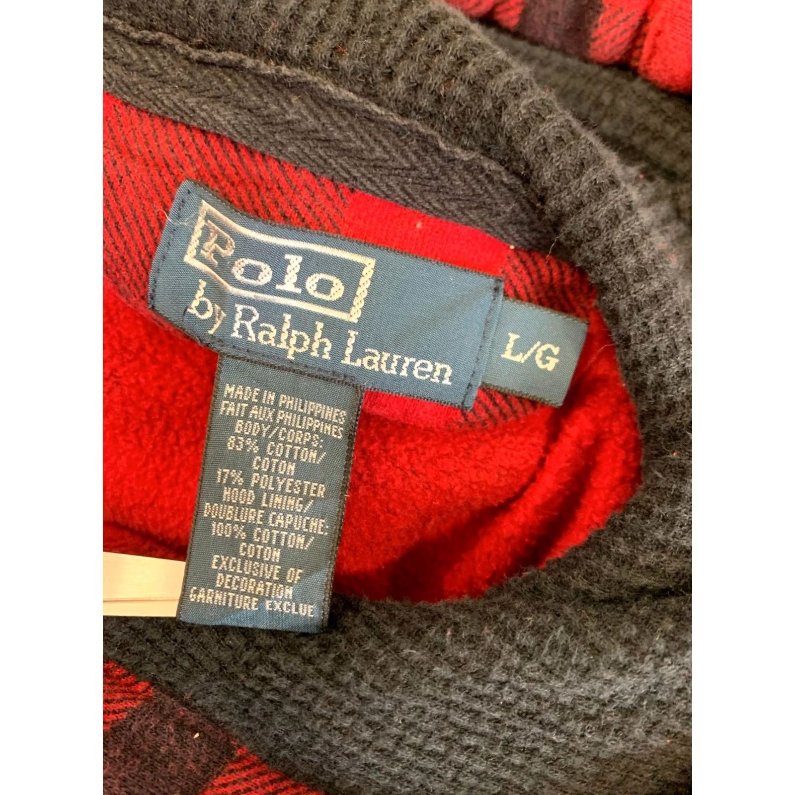 Polo Ralph Lauren Polo Ralph Lauren Plaid Hoodie Men L Black Buffalo Check Pullover Hooded Sweatshirt Size US L / EU 52-54 / 3 - 3 Thumbnail