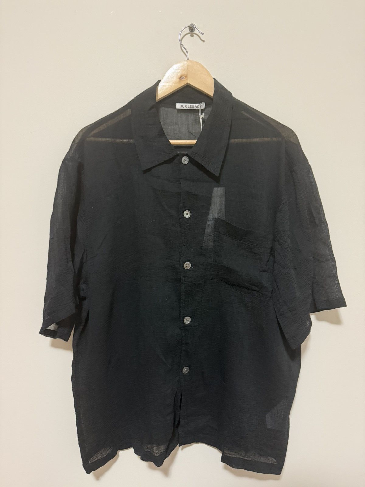 Our Legacy BOX SHIRT SHORTSLEEVE Black Rayon Plait Size US M / EU 48-50 / 2 - 2 Thumbnail