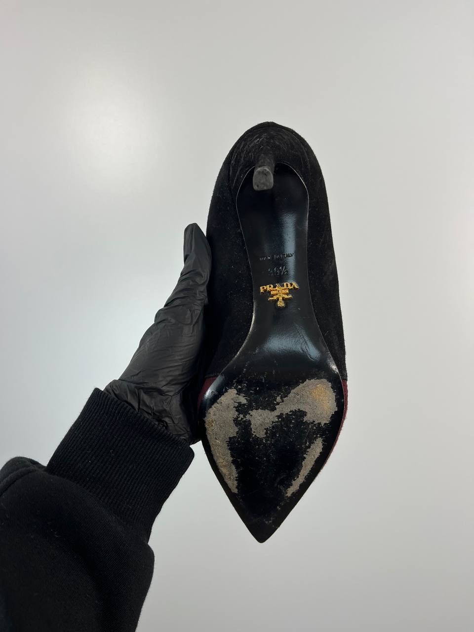 Prada Prada Black Suede Pointed Toe Heels Booties Size 39.5 Size US 9.5 / IT 39.5 - 8 Thumbnail
