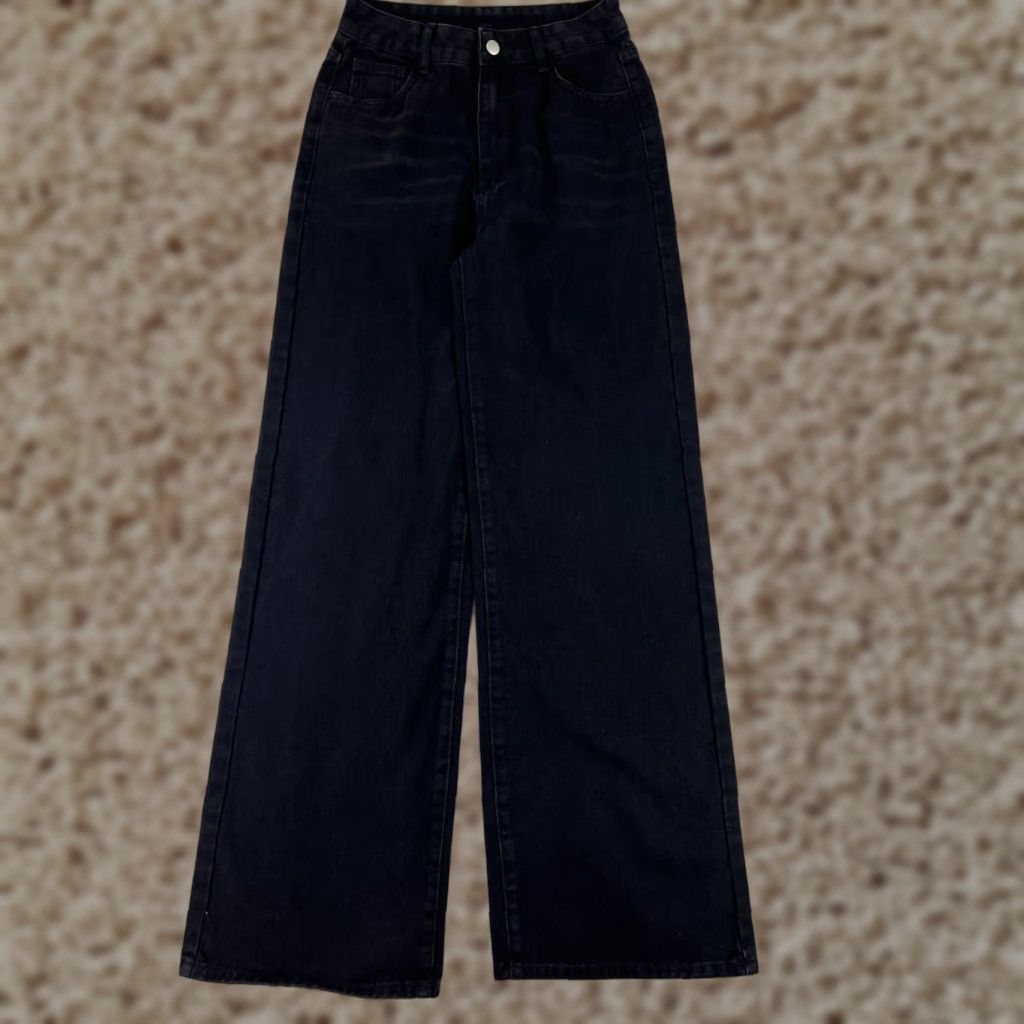 Shein SheIn Jeans Pants Womens XS Black Denim Wide-Leg High Rise 24x33 5-Pocket Design Medium Wash Cotton Cotton Slimming Comfortable 90s? Size 26" / US 2 / IT 38 - 1 Thumbnail