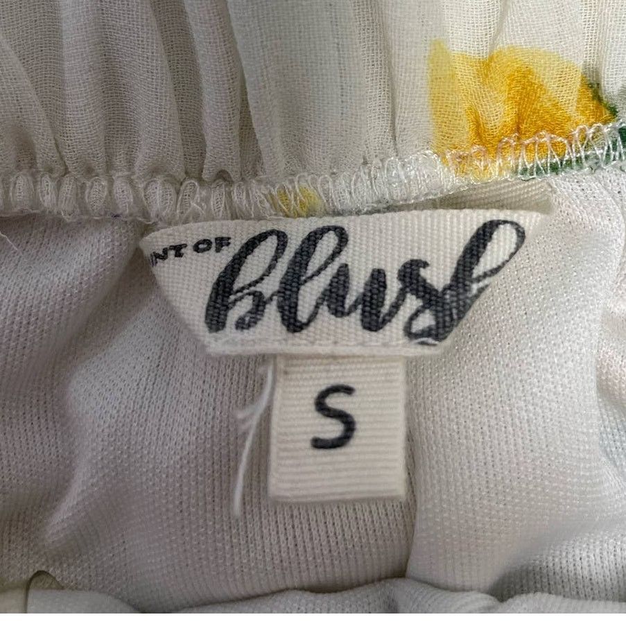 Blush Hint of Blush Sm Off Shoulder Sunflower Bell Sleeve Romper Size 35" - 6 Thumbnail