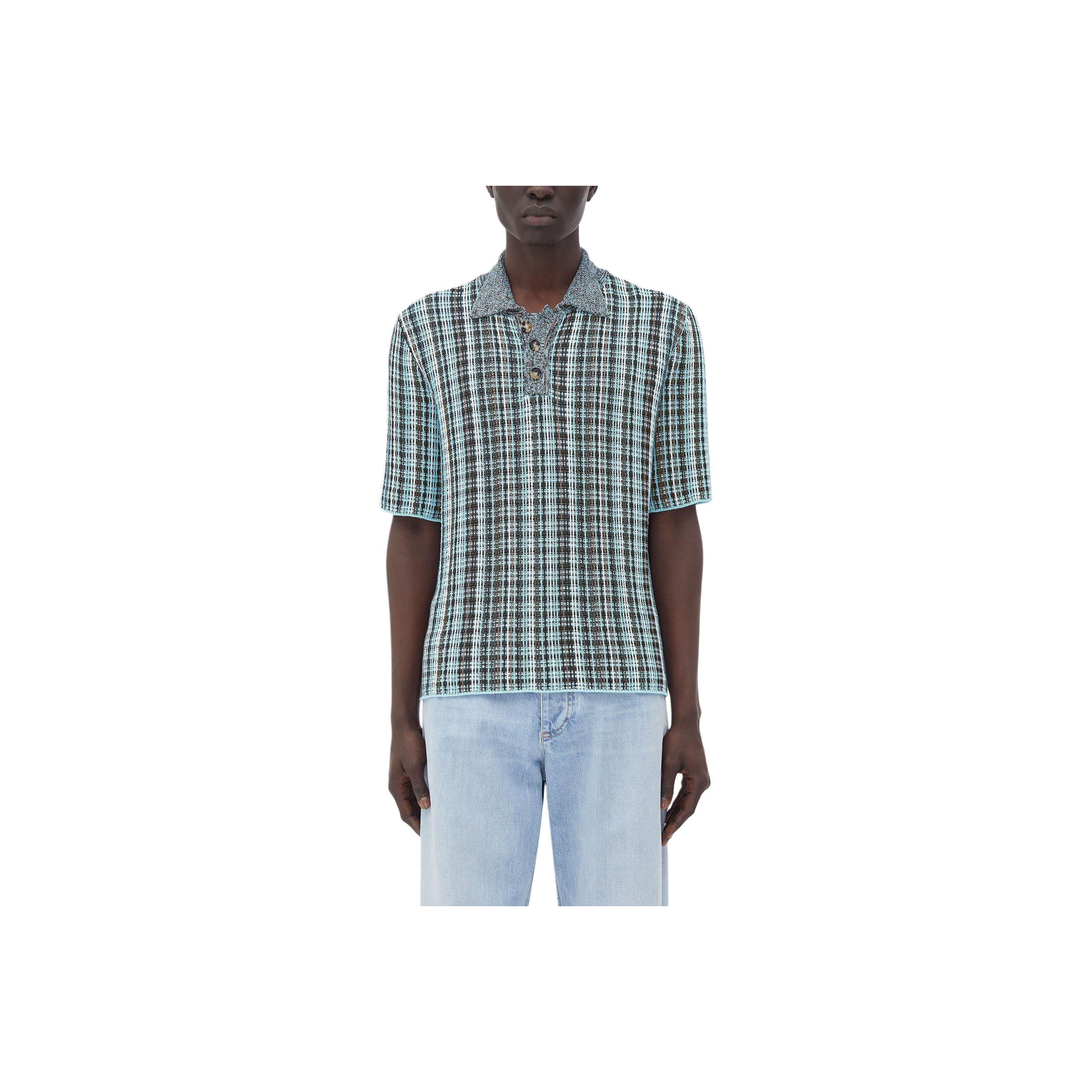 Bottega Veneta Bottega Veneta Plaid Knit Polo Shirt Size S Size US S / EU 44-46 / 1 - 1 Thumbnail