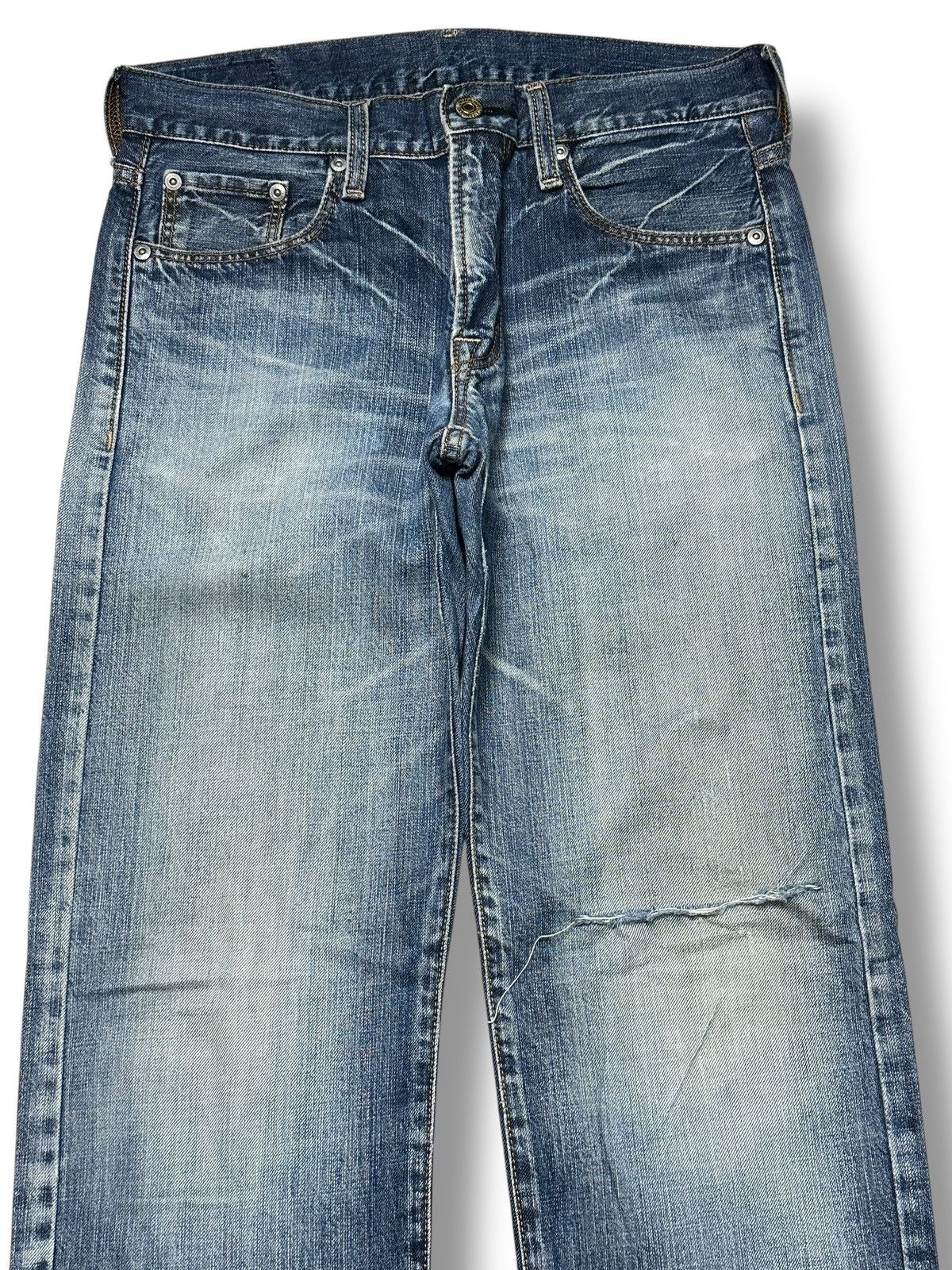 Japanese Brand Crack Evo Vintage Distressed Straight Cut With Striked Wash Size US 31 - 3 Thumbnail