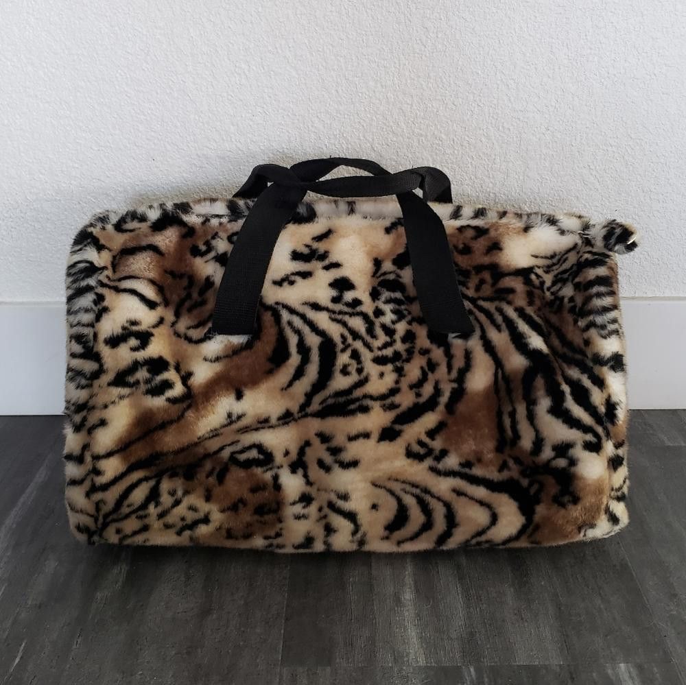 Designer Brown Faith Knight Faux Fur Animal Print Duffle Size ONE SIZE - 1 Thumbnail