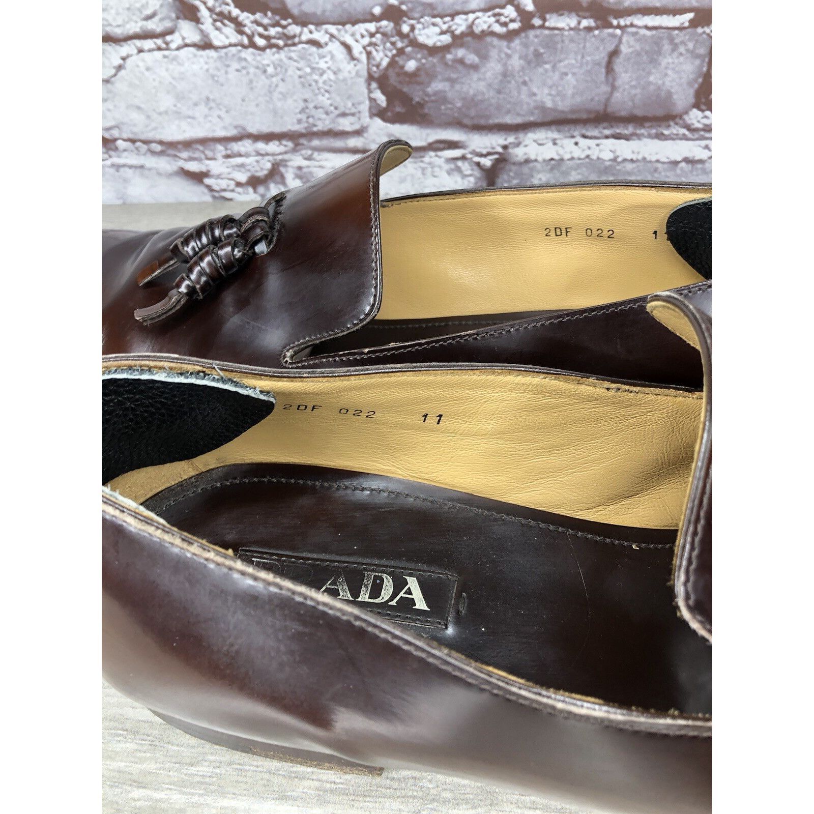 Prada Prada Milano Brown Leather Designer Tassel Loafers Dress Sho Size US 11 / EU 44 - 10 Thumbnail
