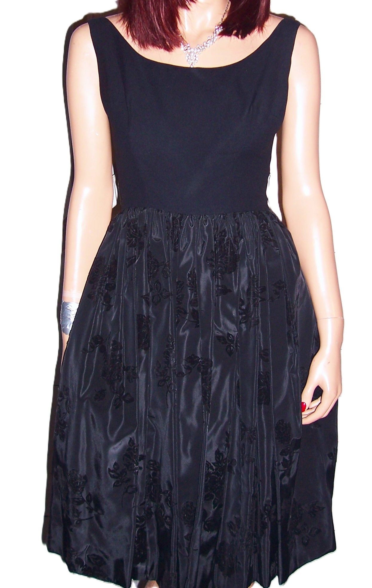 Vintage Vintage Lord & Taylor 5th Avenue Black Floral Dress S Size S / US 4 / IT 40 - 8 Thumbnail