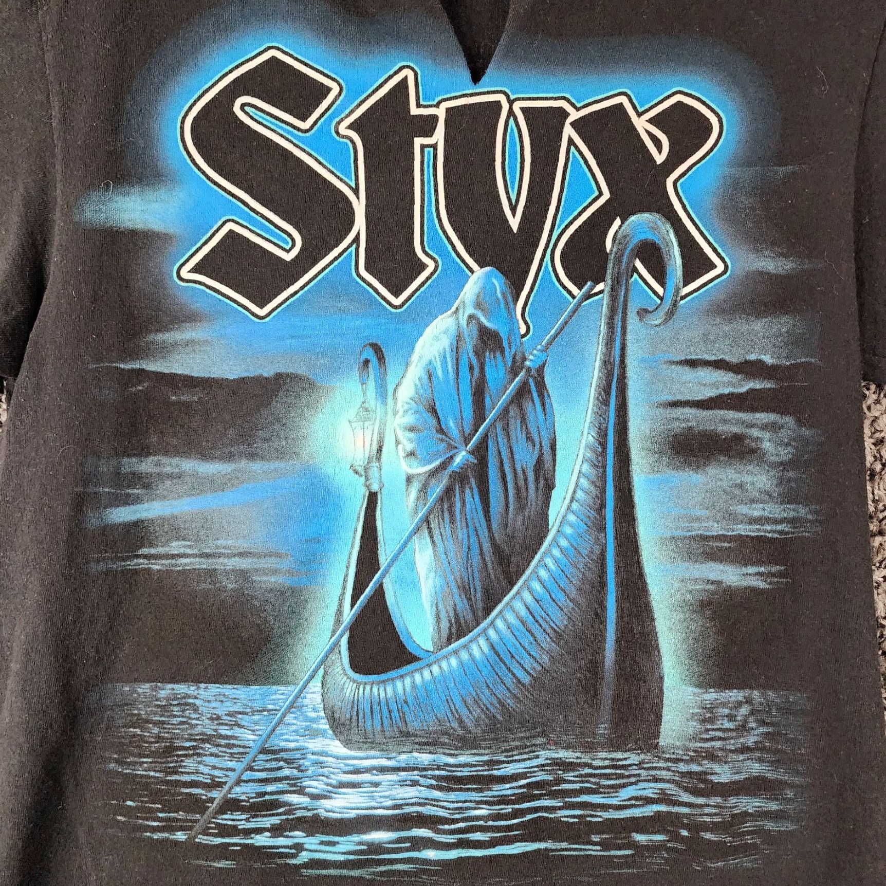 Delta VINTAGE Delta Styx Tour Graphic Tee Womens Short Sleeve V-Neck Size M Black Band Size 32" / US 10 / IT 46 - 2 Thumbnail