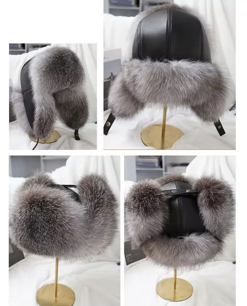 Real Fur Ushanka Winter Russian Natural Leather Hat