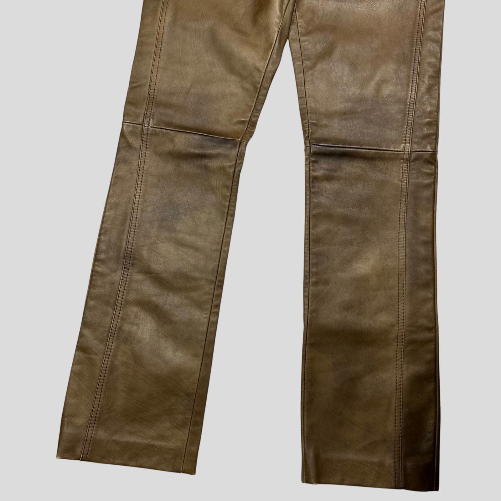 Prada Prada Milano 00’s Khaki Brown Leather Moto Trousers - IT40 Size 27" / US 4 / IT 40 - 6 Thumbnail