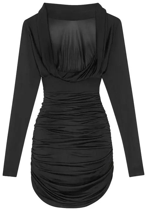 Saint Laurent Paris o1b1hav110525 701047 Cowl Back Dress in Lurex Jersey Black Size M / US 6-8 / IT 42-44 - 3 Thumbnail