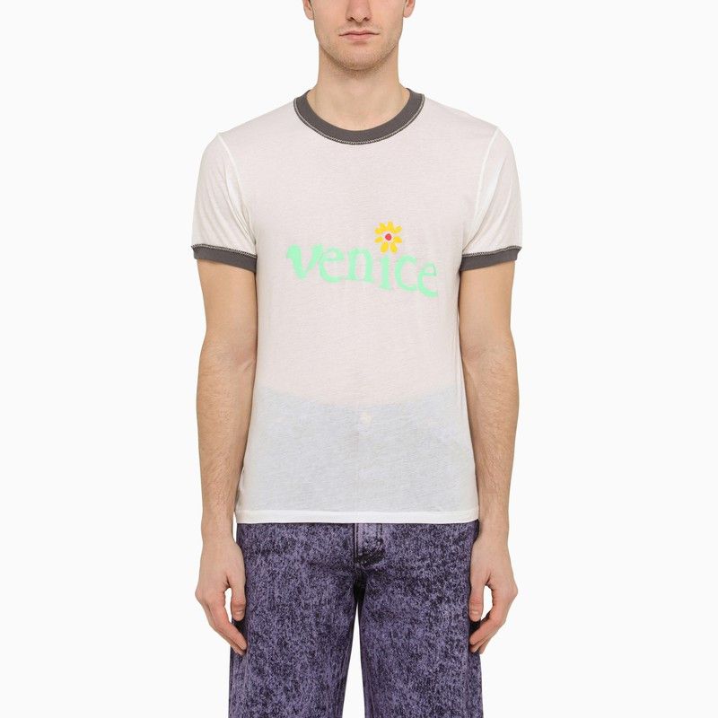 image of Erl Venice White Cotton T-Shirt, Men's (Size XL)