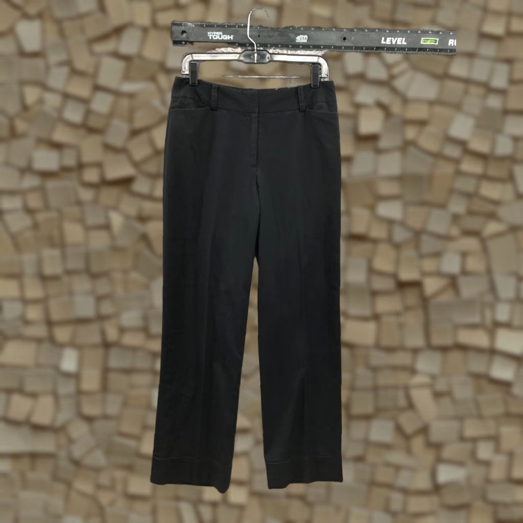 H&M Loft Black Slack Trouser Pants Womens Size 6 Mid Rise Knit Polyester Straight Front Casual Formal Size 28" / US 6 / IT 42 - 1 Thumbnail