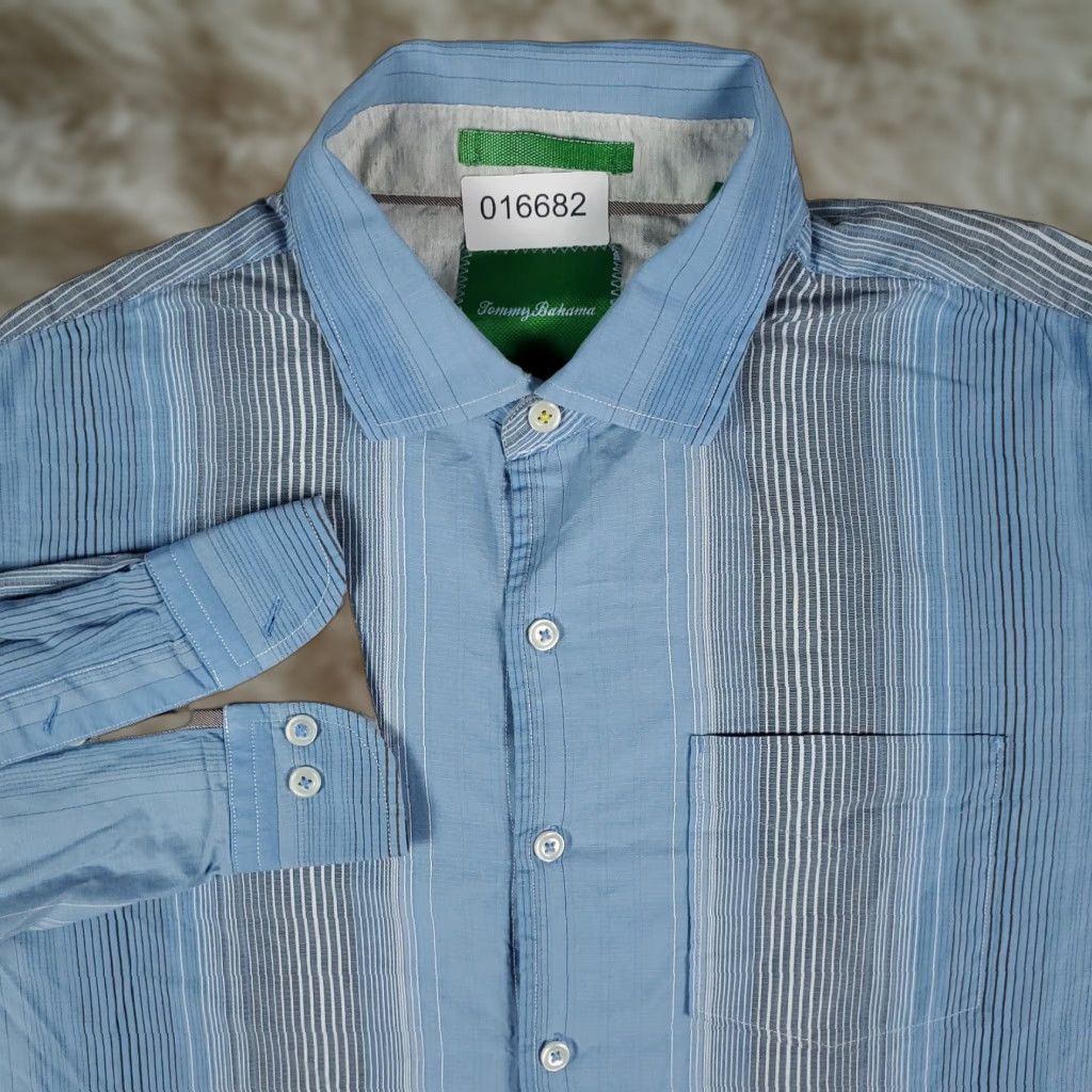 Tommy Bahama Tommy Bahama Shirt Mens Large Blue Striped Button-Up Long Sleeve Size US L / EU 52-54 / 3 - 1 Thumbnail