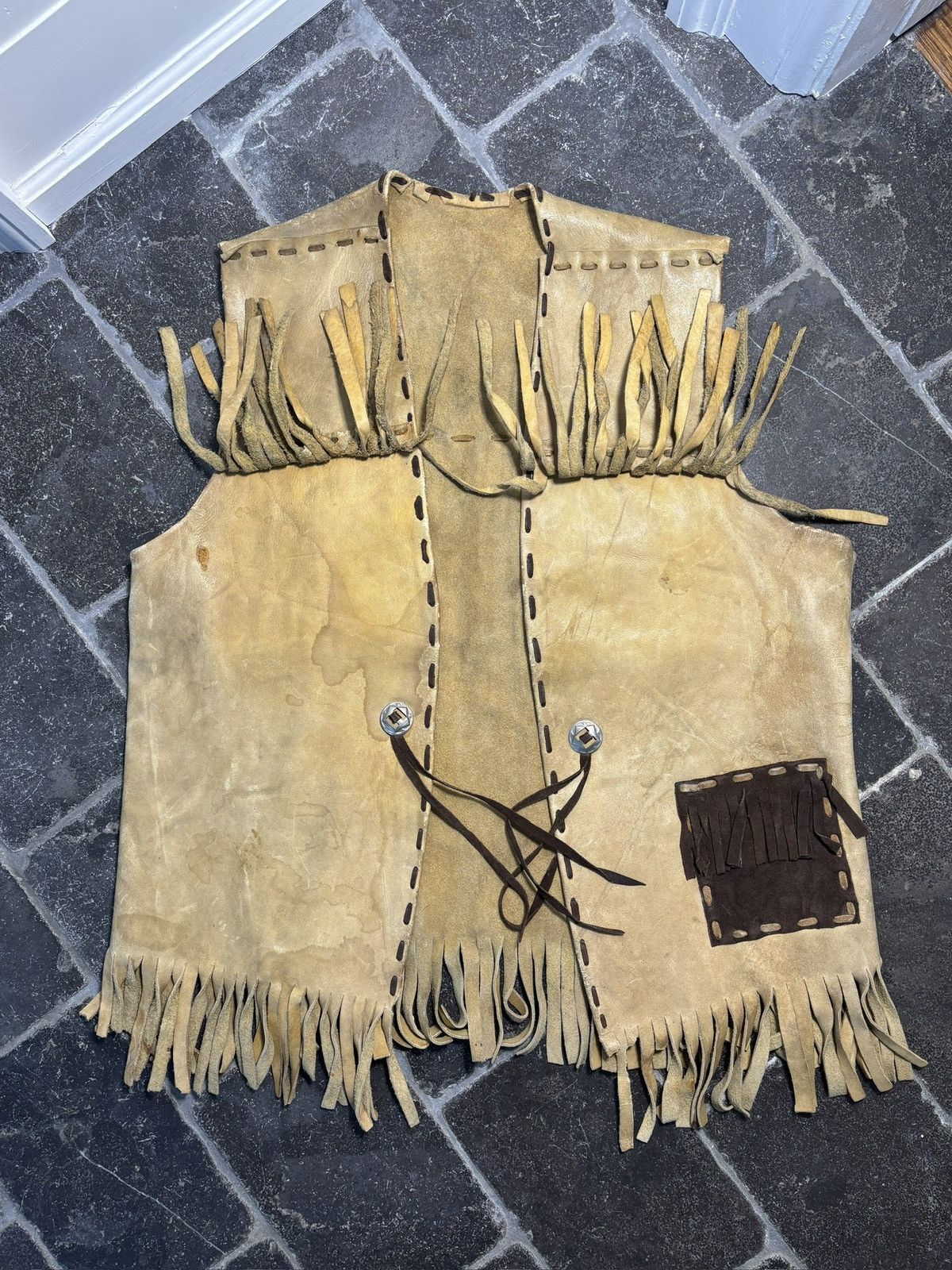 Vintage Vintage Leather Vest Western Tassel Cowboy Buckskin Deerskin Size US M / EU 48-50 / 2 - 2 Thumbnail