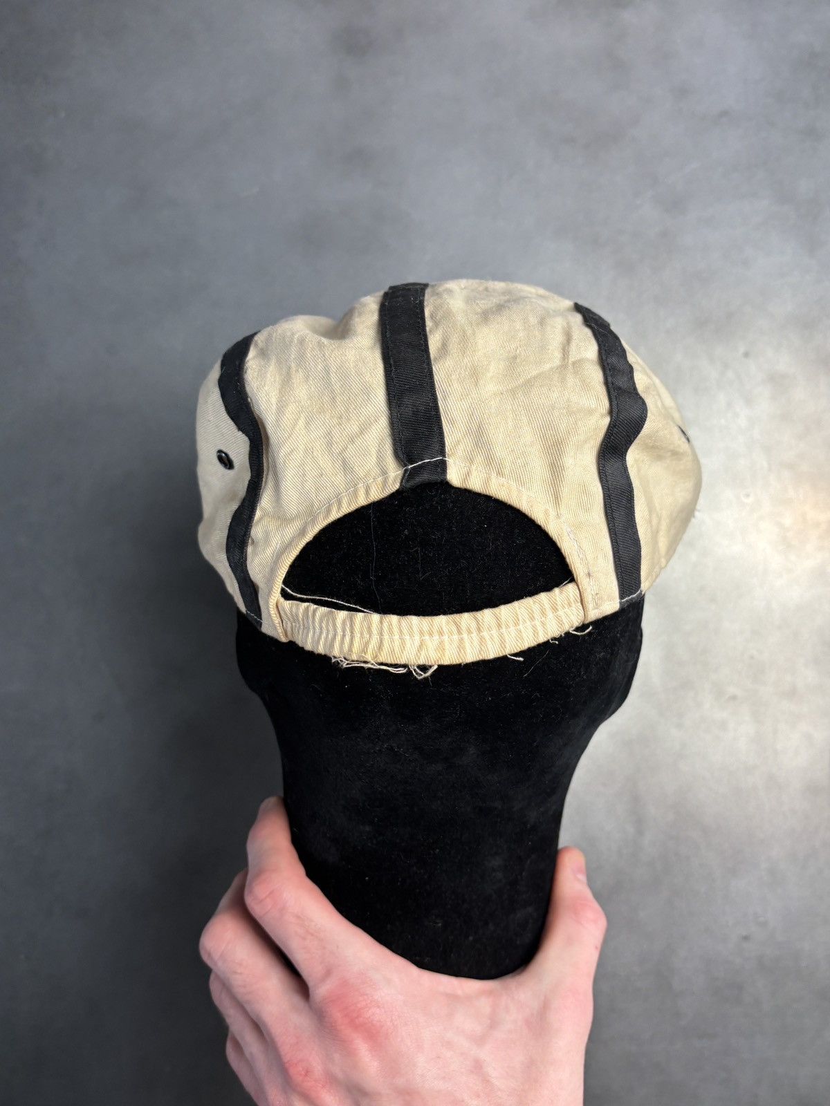 Vintage 1980s Vintage Hat Elastic Fitted Cap 1970s Stripe Long Brim Size ONE SIZE - 9 Thumbnail