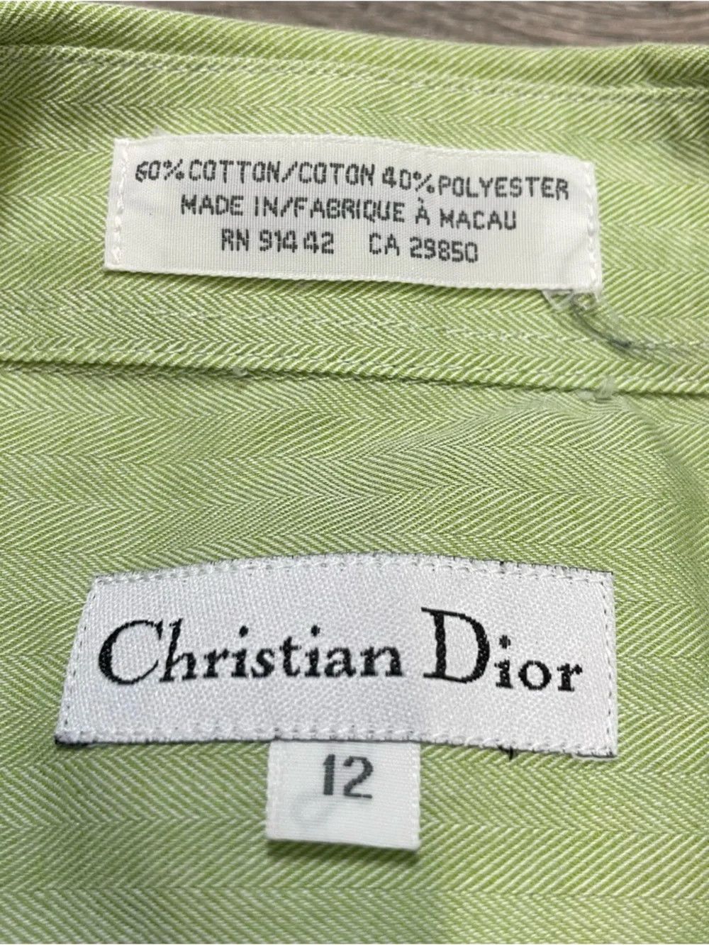 Christian Dior Monsieur Vintage Christian Dior Monsieur Green Herringbone Shirt Size XL / US 12-14 / IT 48-50 - 4 Thumbnail