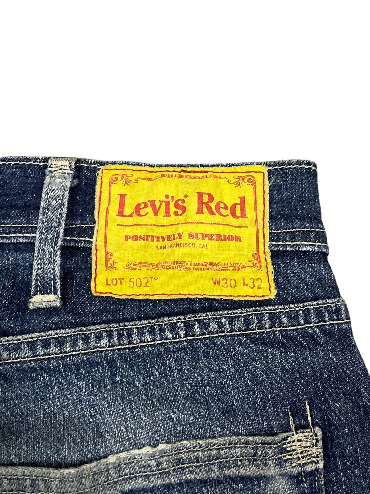 Levi's Vintage Levi’s Red 502 Blue Wash Grunge Style Ripped Jeans Size US 31 - 10 Thumbnail