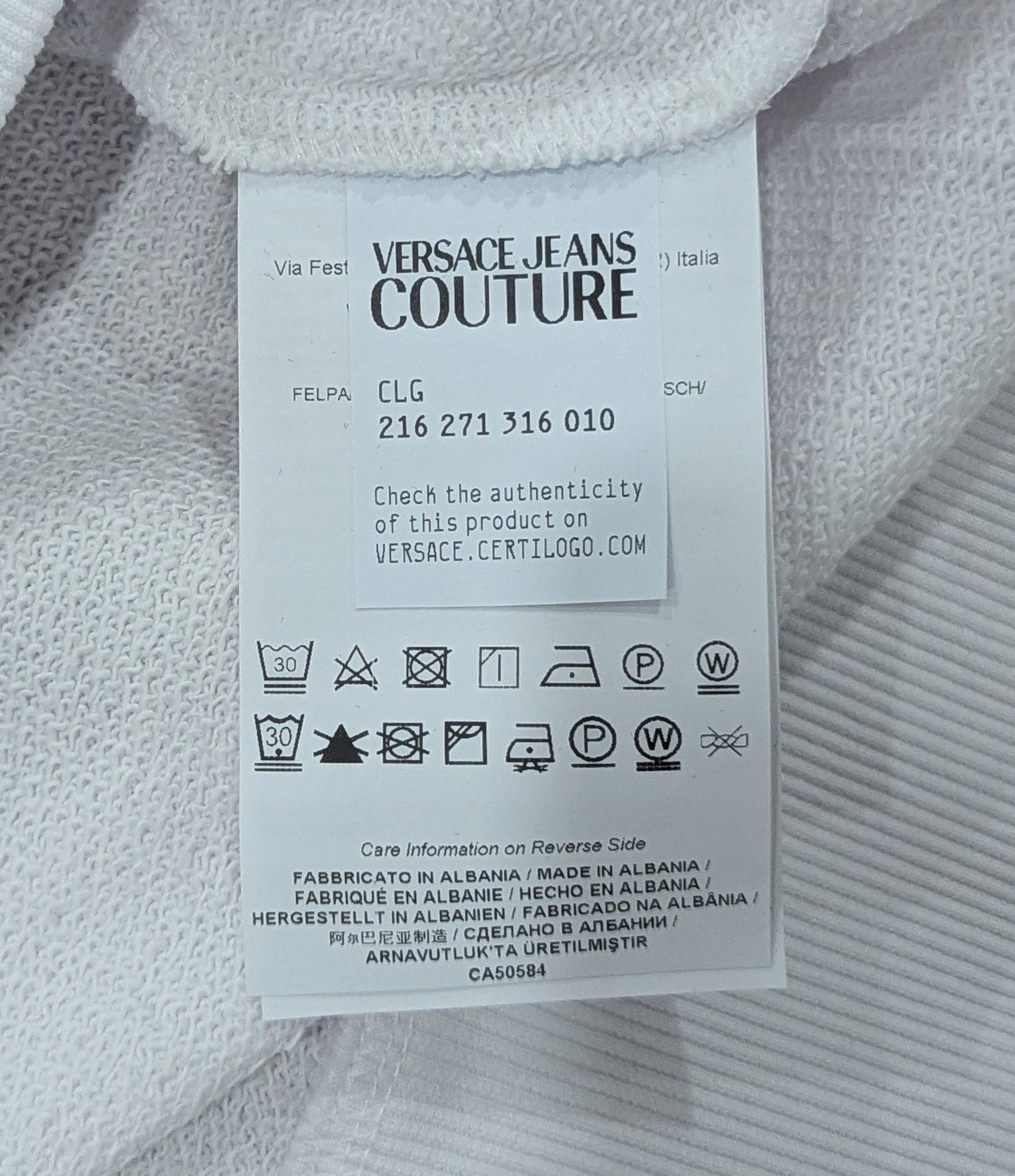 Versace Jeans Couture Versace Jeans Couture Logo Pullover Fleece Hoodie White M Size US M / EU 48-50 / 2 - 5 Thumbnail