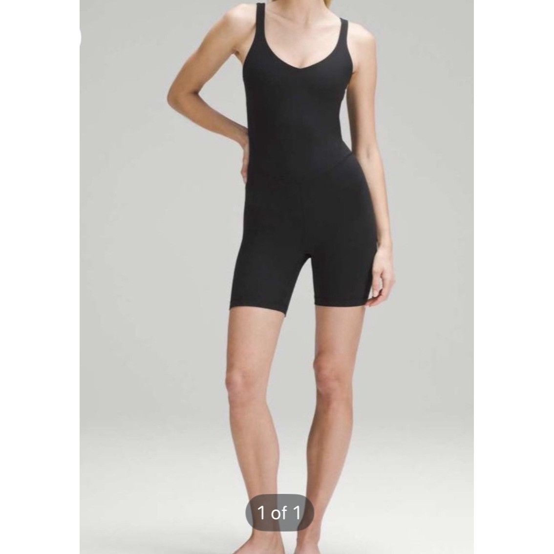 Lululemon 𝓛𝓾𝓵𝓾𝓵𝓮𝓶𝓸𝓷 Align Onesie 8" Size 4 Black Size S / US 4 / IT 40 - 1 Thumbnail