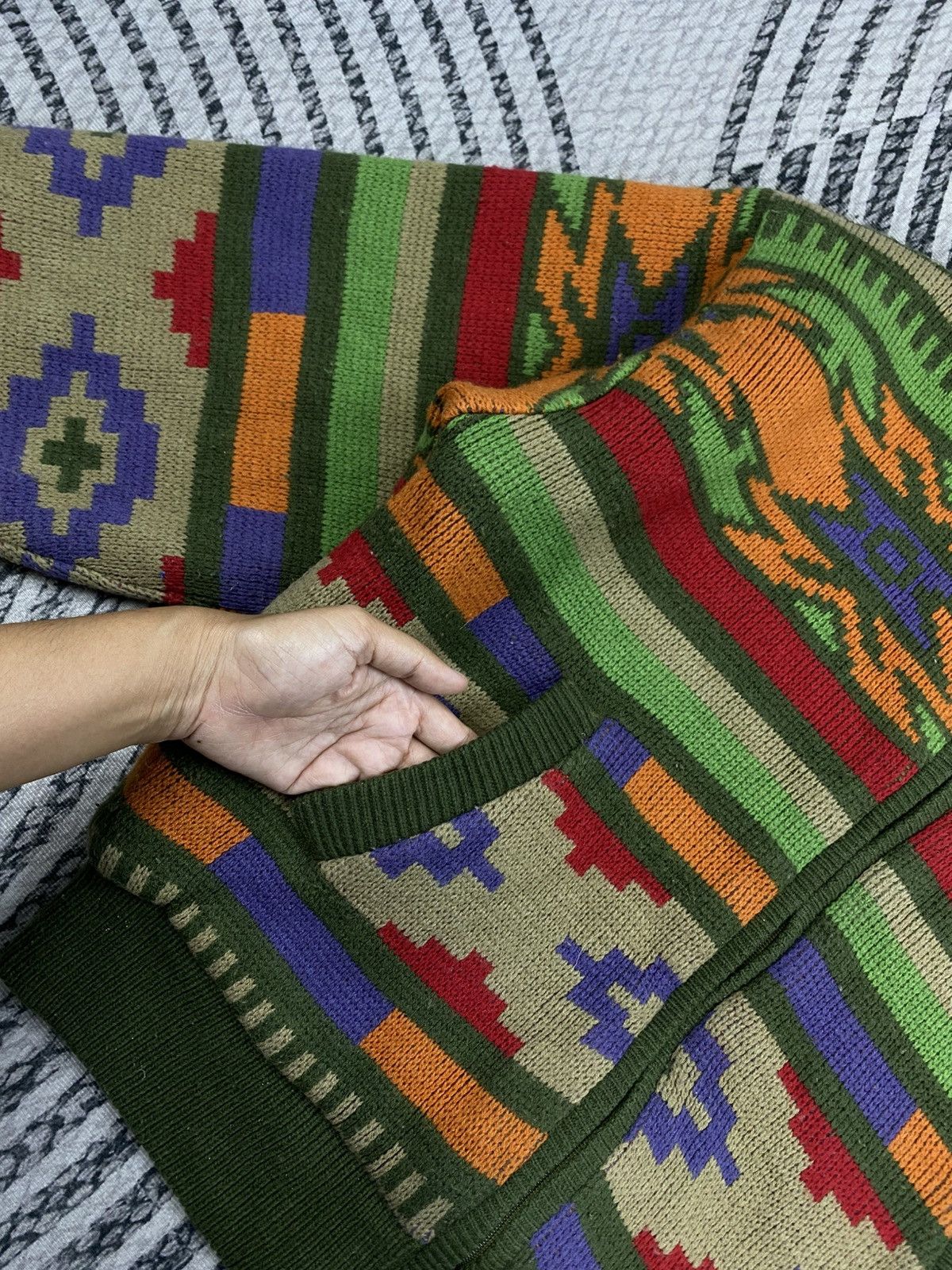 Japanese Brand Vtg City Call Lining Sherpa Wool Navajo Style Zip-Up Hoodies Size US L / EU 52-54 / 3 - 7 Thumbnail