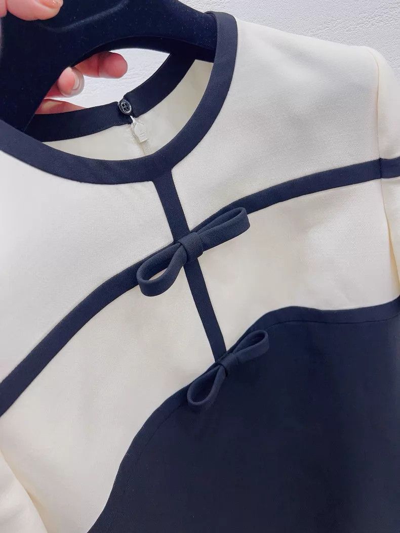Valentino Valentino Black and white color-blocked bow dress Size S / US 4 / IT 40 - 2 Thumbnail