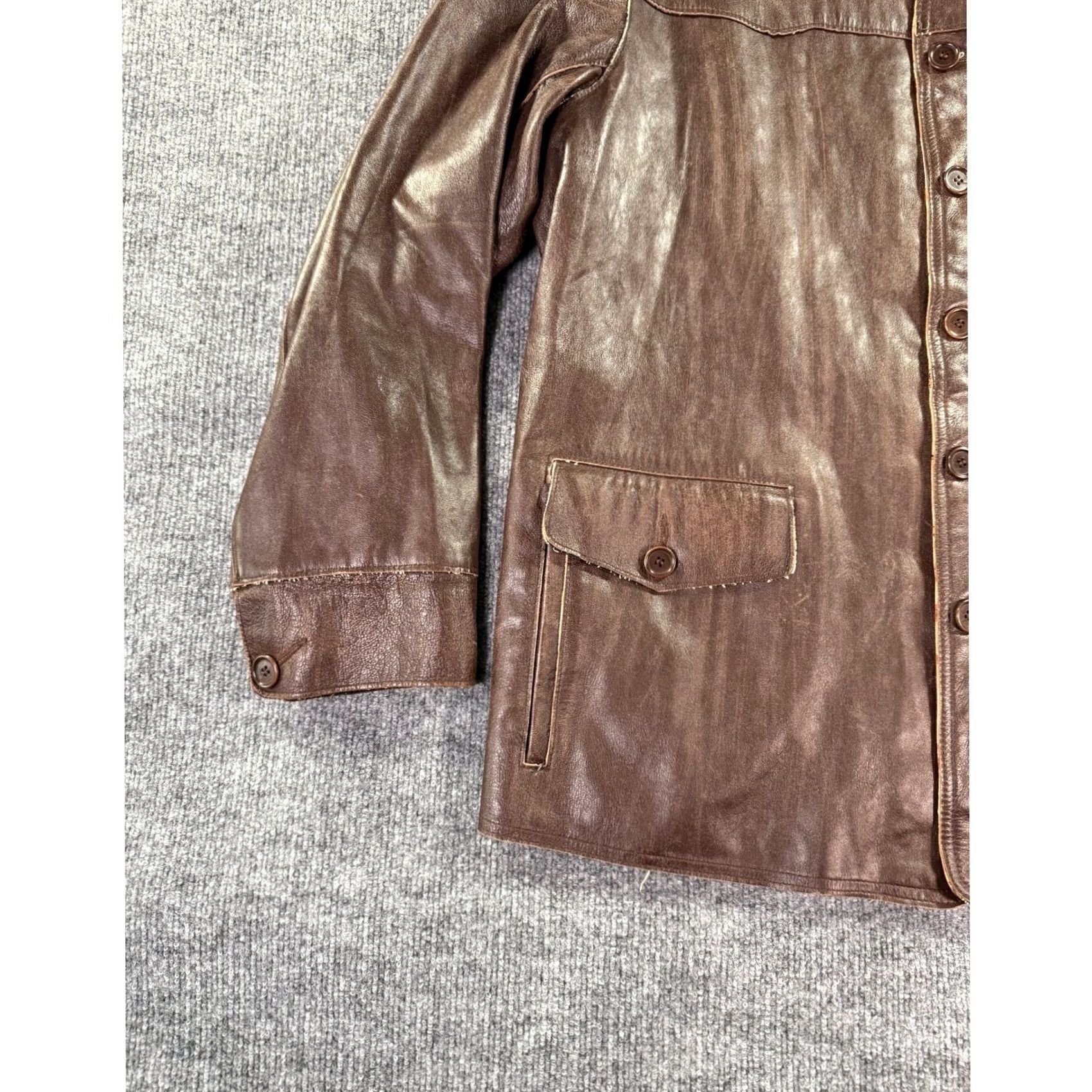 Vintage VTG Wilsons Leather M. Julian Jacket Mens Large Brown Leather Button Car Coat Size US L / EU 52-54 / 3 - 5 Thumbnail