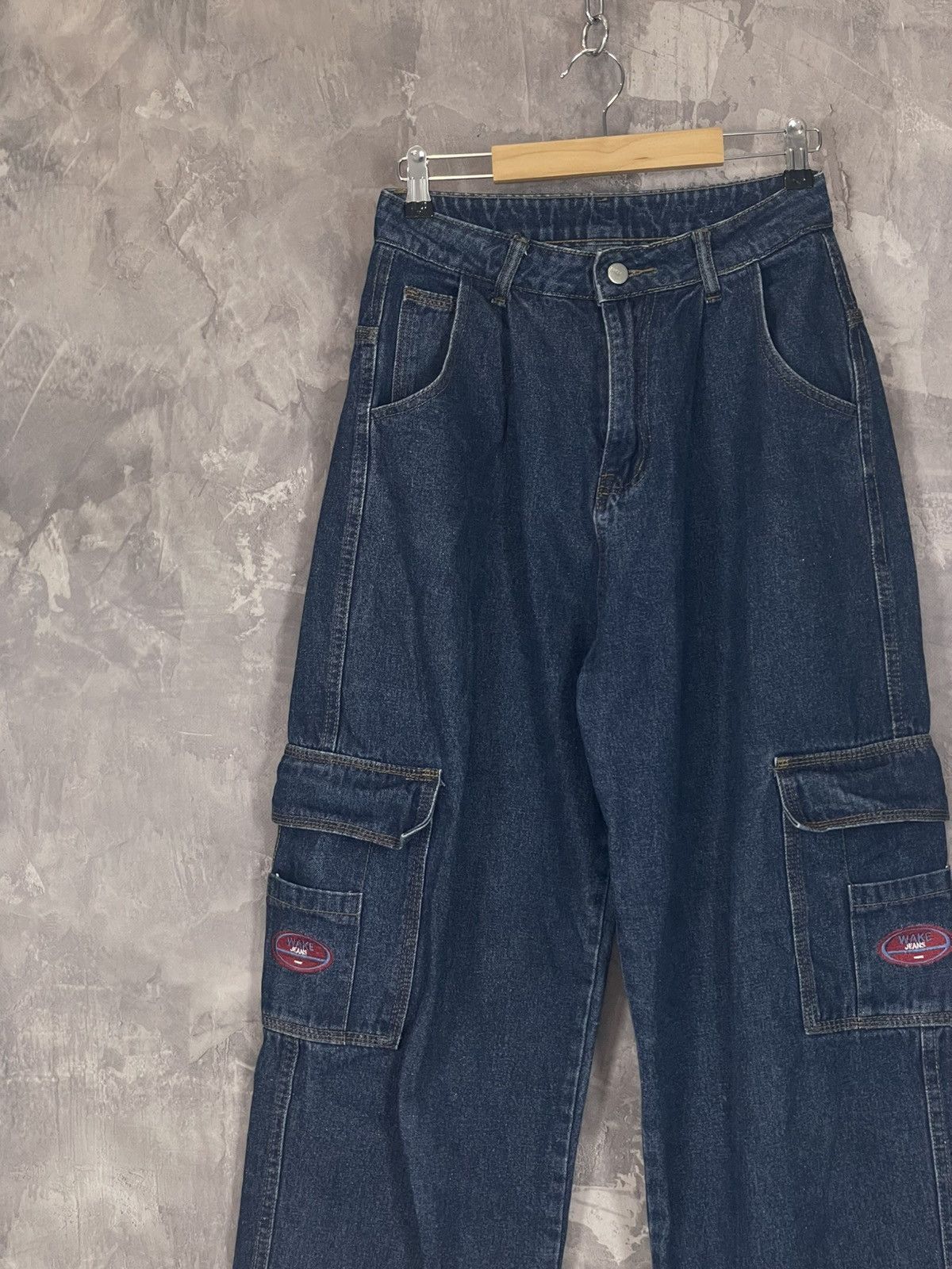 Vintage vintage Y2K Wake dark baggy fit denim cargo jeans Size US 30 / EU 46 - 3 Thumbnail