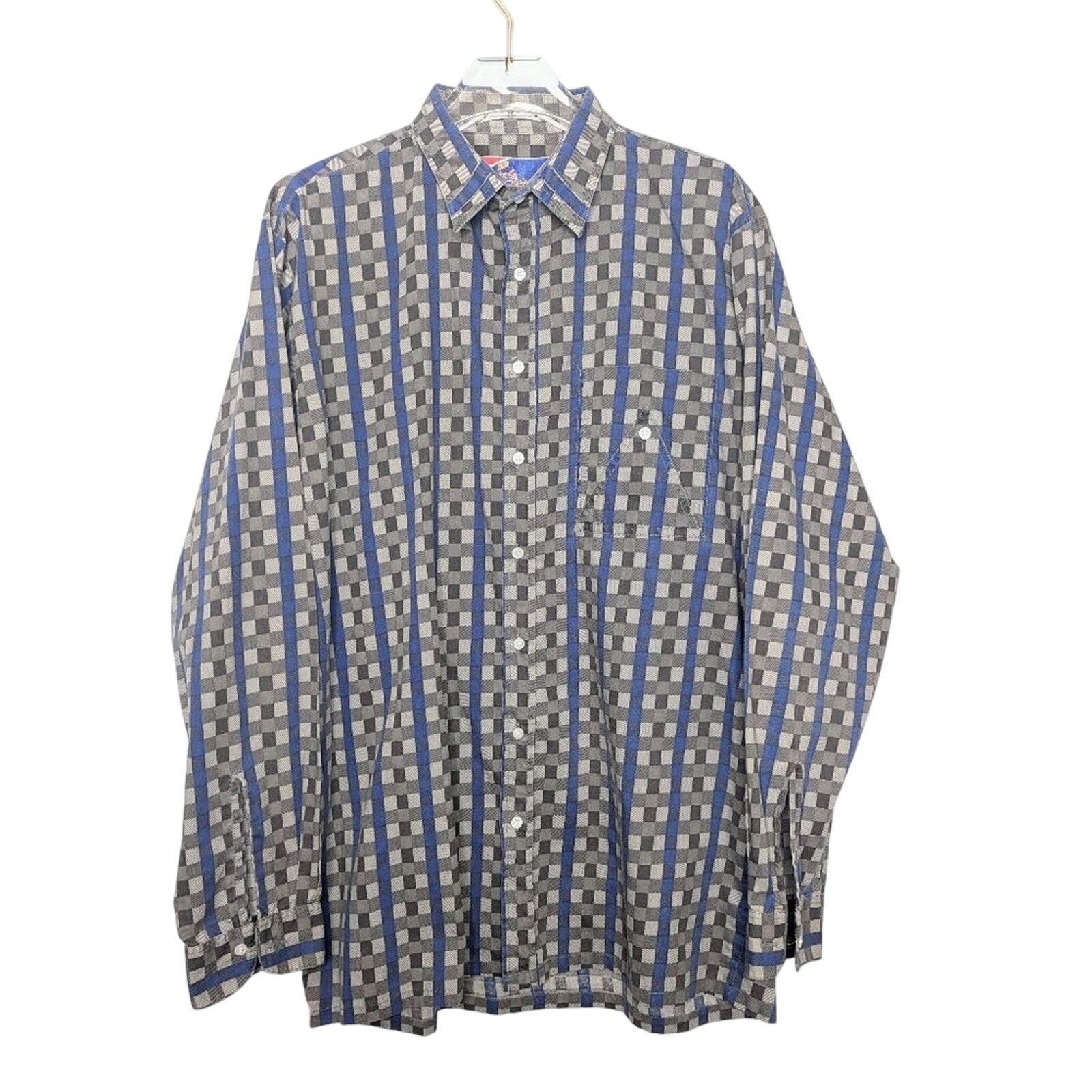 Vintage Vintage 70's Gray Check Plaid Long Sleeve Button Up Shirt L Size US L / EU 52-54 / 3 - 1 Thumbnail
