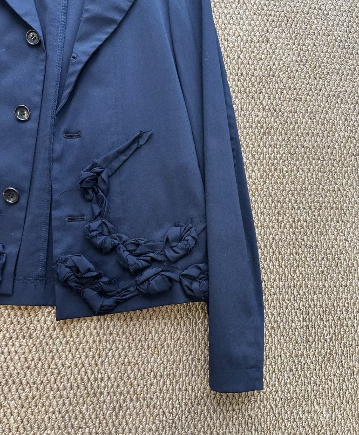 Comme des Garcons COMME des GARÇONS Navy Hand-Pleated Blazer K23 Size US M / EU 48-50 / 2 - 2 Thumbnail