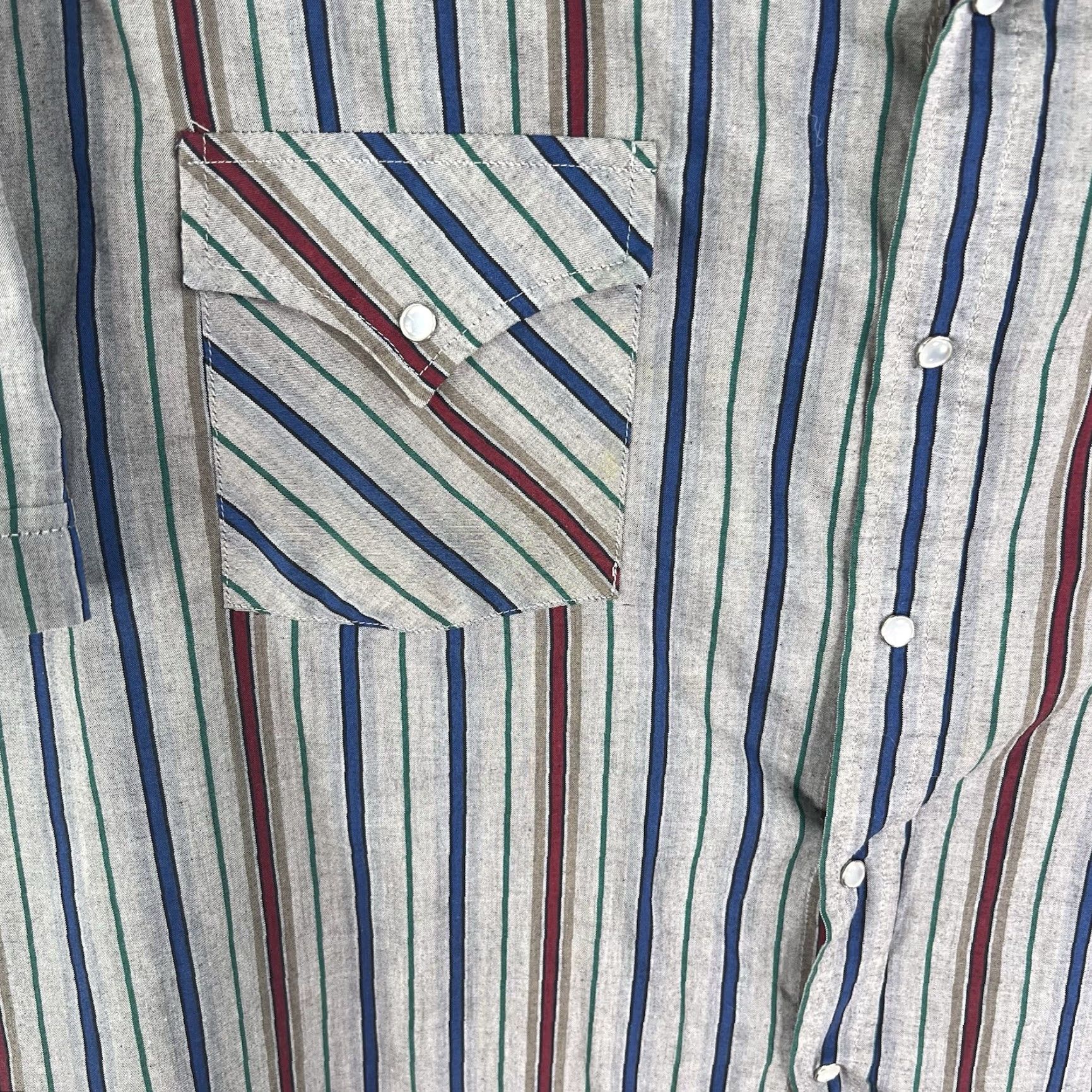 Vintage Plains Western Wear Pearl Snap Striped Shirt Men's 3XL Gray Short Sleeve Mens Size US XXL / EU 58 / 5 - 4 Thumbnail