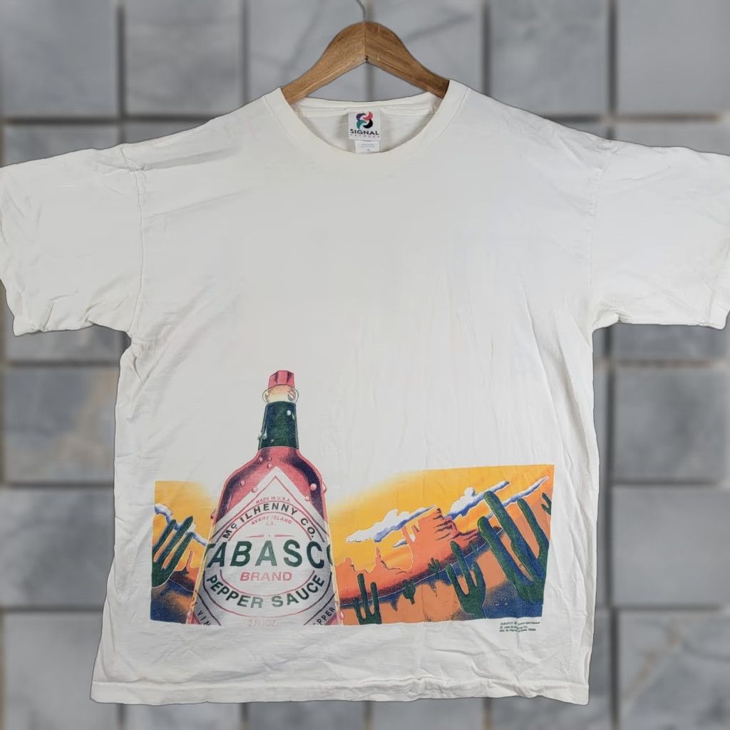 Vintage VINTAGE Tabasco Pepper Sauce 90s 1995 art T-Shirt XL White Signal Artwear Men Short Sleeve Crew Neck Jersey Cotton Single Stitch Art Size US XL / EU 56 / 4 - 1 Thumbnail