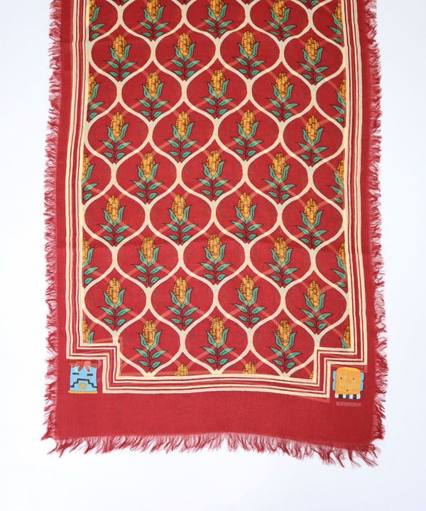 Kapital KAPITAL Rayon Disco Arabesque Pattern Stole Dark Red Size ONE SIZE - 2 Thumbnail