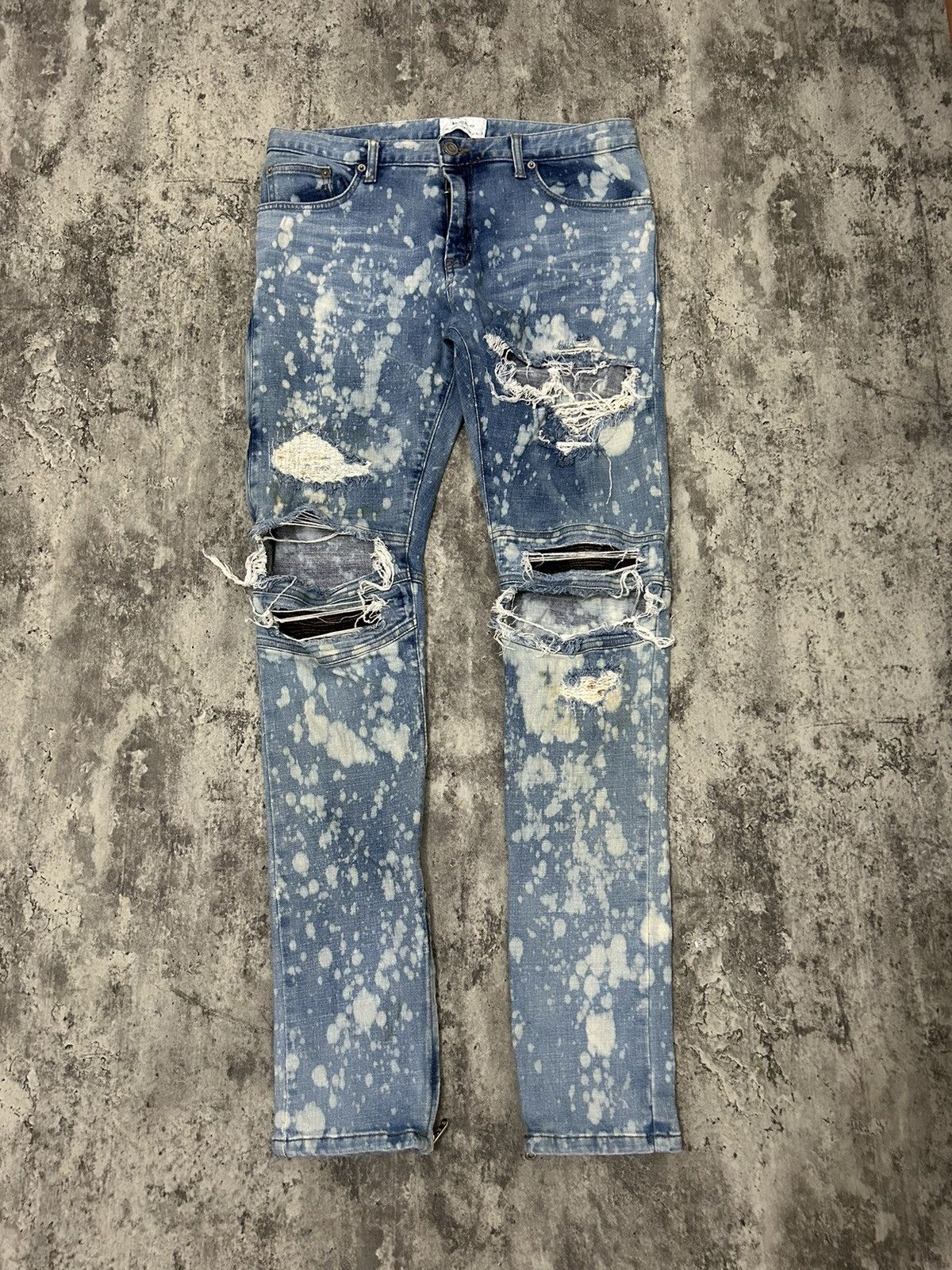 Japanese Brand Halo Tokyo Japan Acid Wash Distressed Jeans Size US 33 - 7 Thumbnail