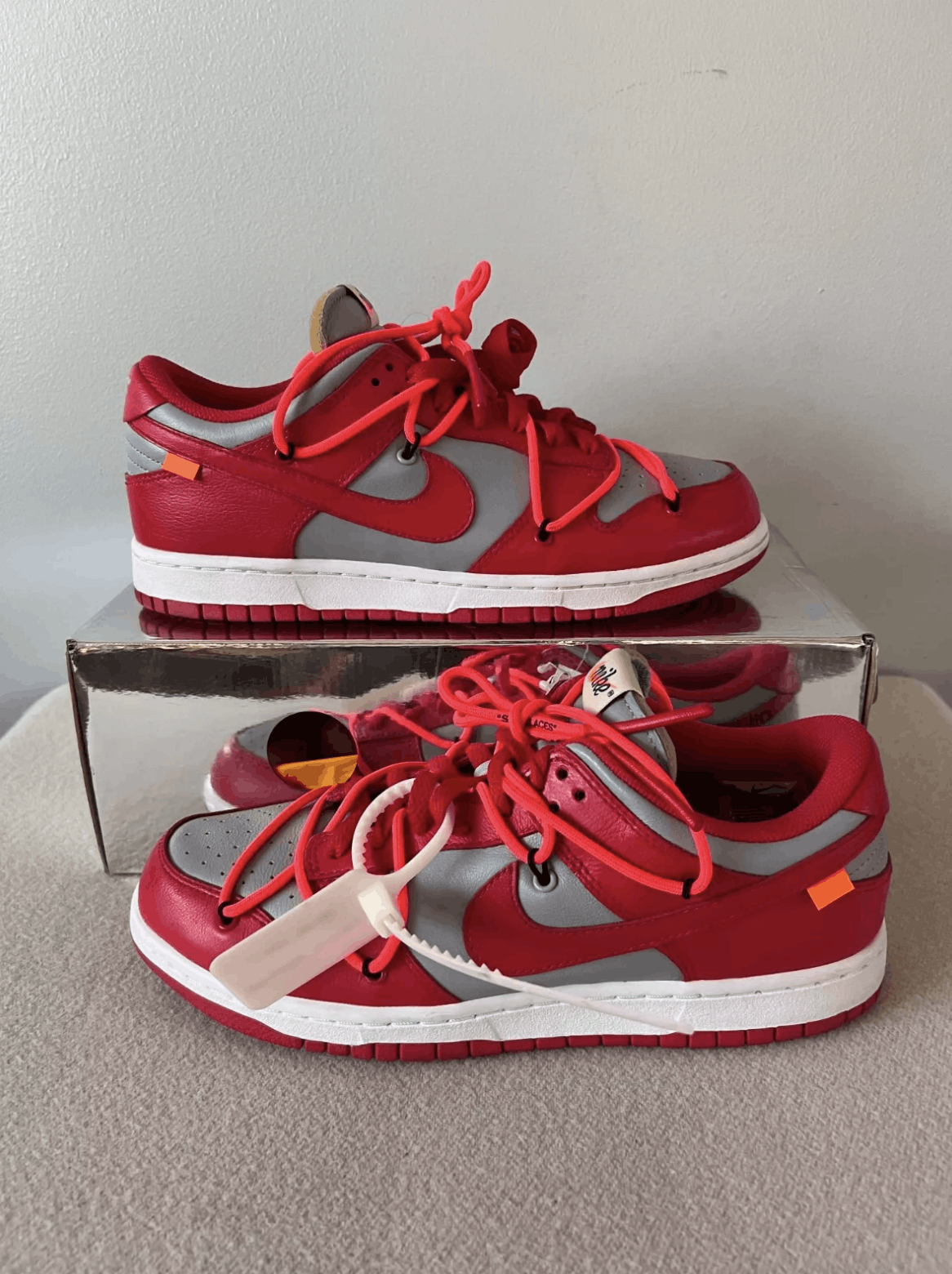 Nike × Off-White Off White Nike Dunk Low in University Red Size US 8.5 / EU 41-42 - 2 Thumbnail