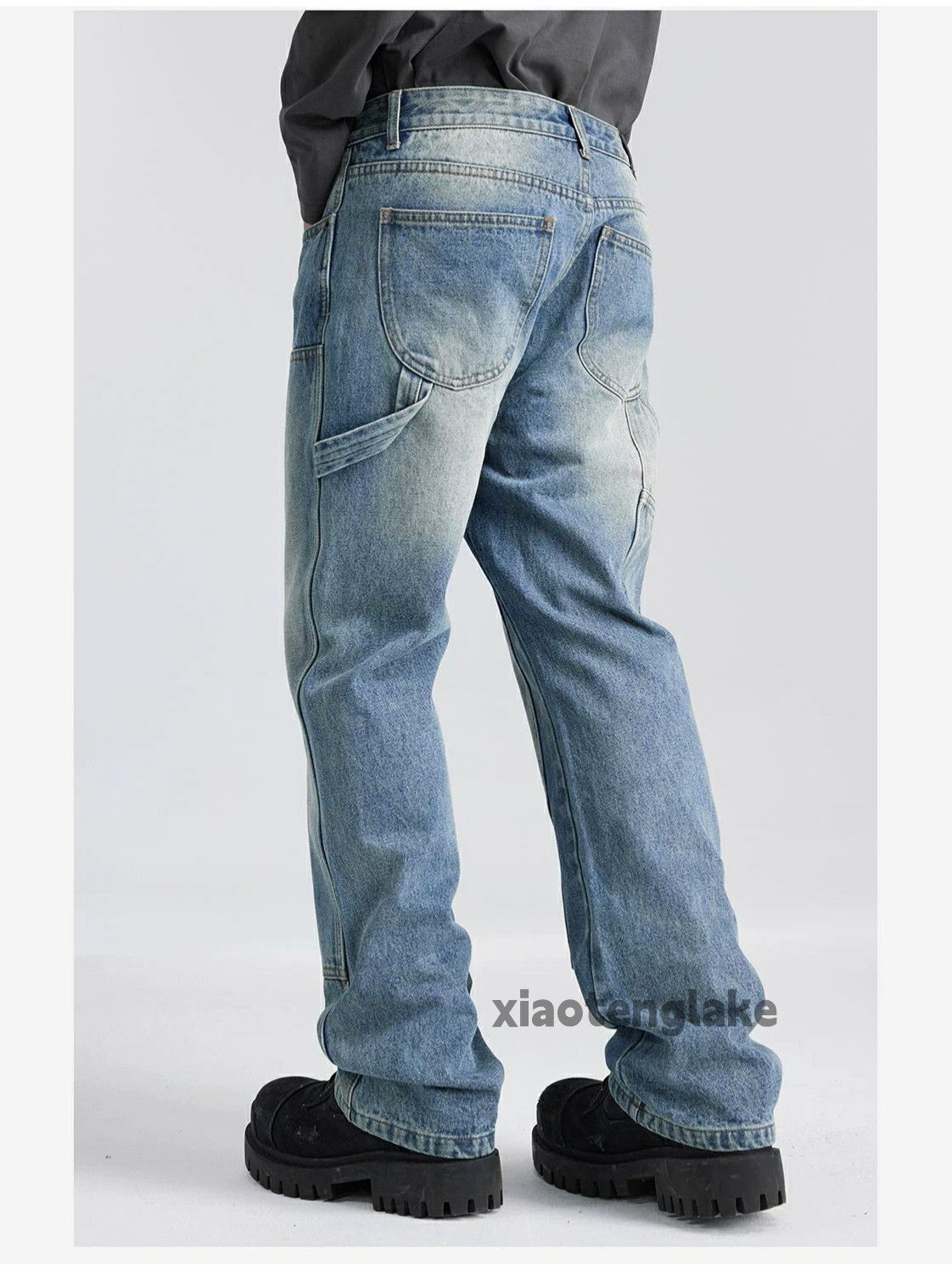 washed faded cleanfit yuppie carpenter cargo jeans