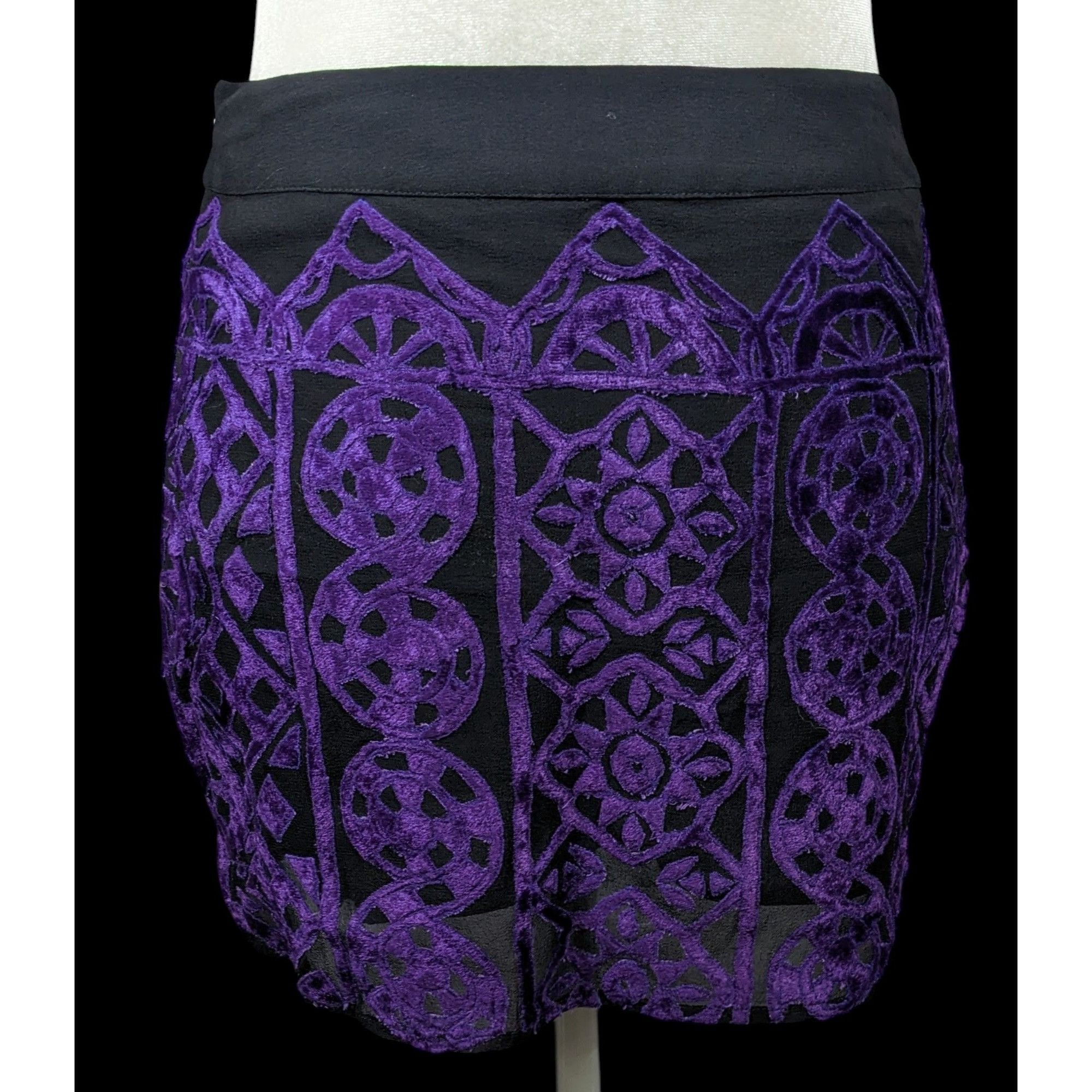 Rococo Sand Rococo Sand Gothic Purple And Black Burnt Out Velvet Mini Sk Size 29" - 1 Thumbnail