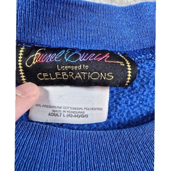 Vintage VINTAGE Laurel Burch Sweatshirt Woman L Blue Graphic Print Cat Dog Art Crew Neck Pullover All Seasons Size L / US 10 / IT 46 - 3 Thumbnail