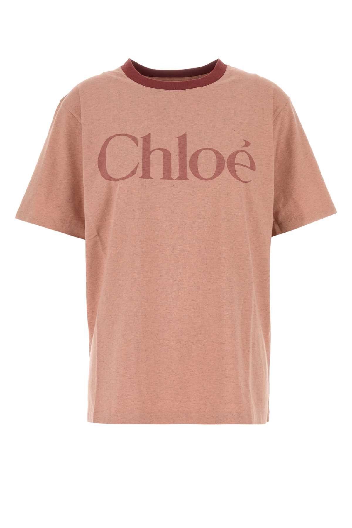 Chloe Melange Dark Pink Cotton T-Shirt Size XS / US 0-2 / IT 36-38 - 1 Thumbnail