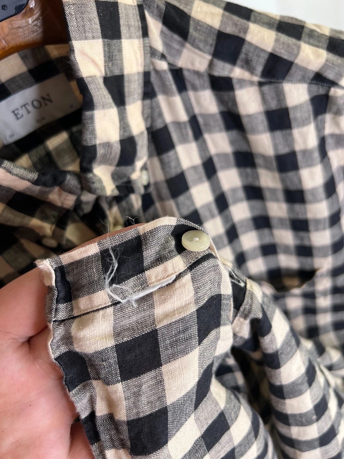 Eton Eton Slim Men's Casual Summer Plaid Linen Short Sleeve Shirt Size US M / EU 48-50 / 2 - 9 Thumbnail