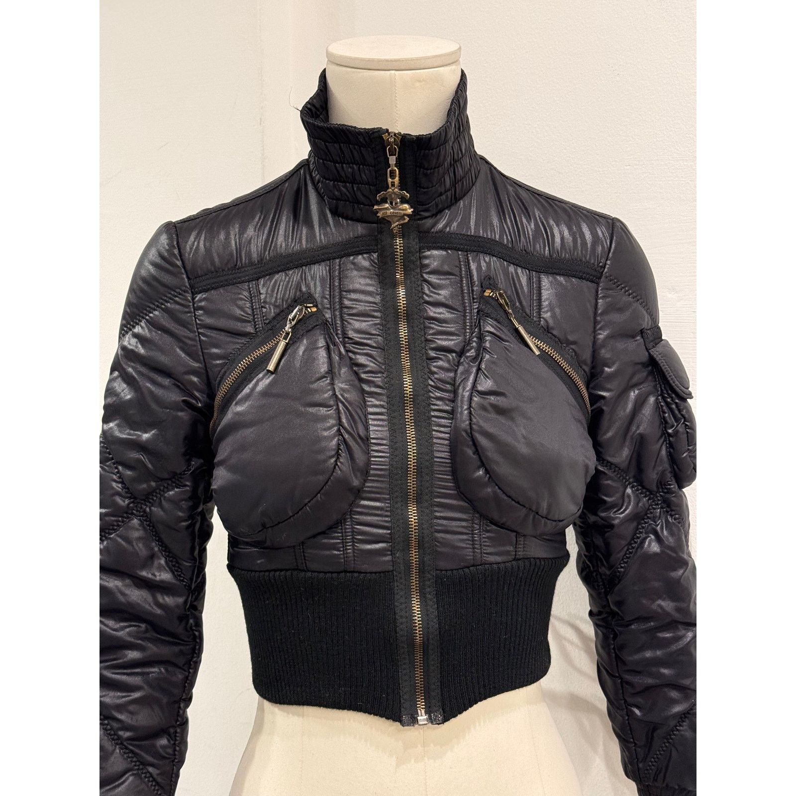 Roberto Cavalli 2000S Cavalli ultra-cropped cargo puffer jacket Size S / US 4 / IT 40 - 6 Thumbnail