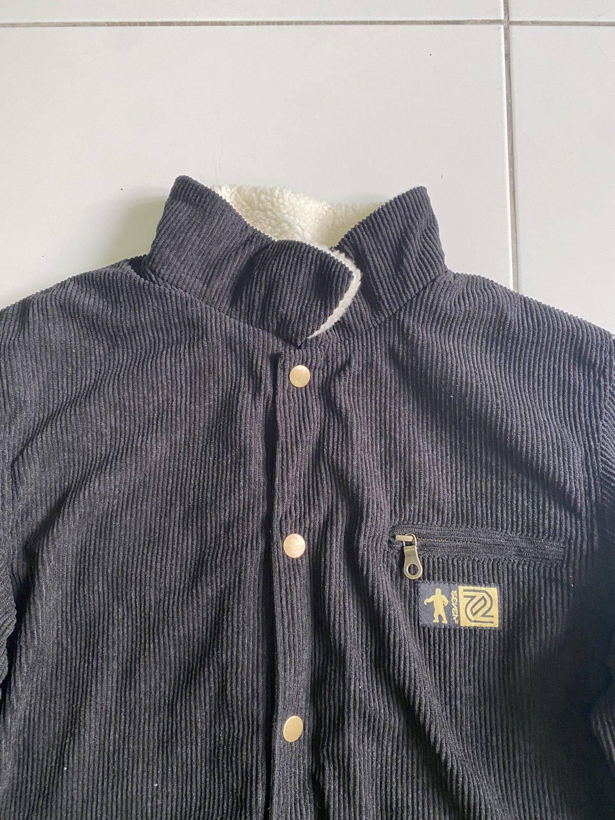 Japanese Brand Seven 2 cundroy sherpa button Pullover Black jackets Size US L / EU 52-54 / 3 - 7 Thumbnail