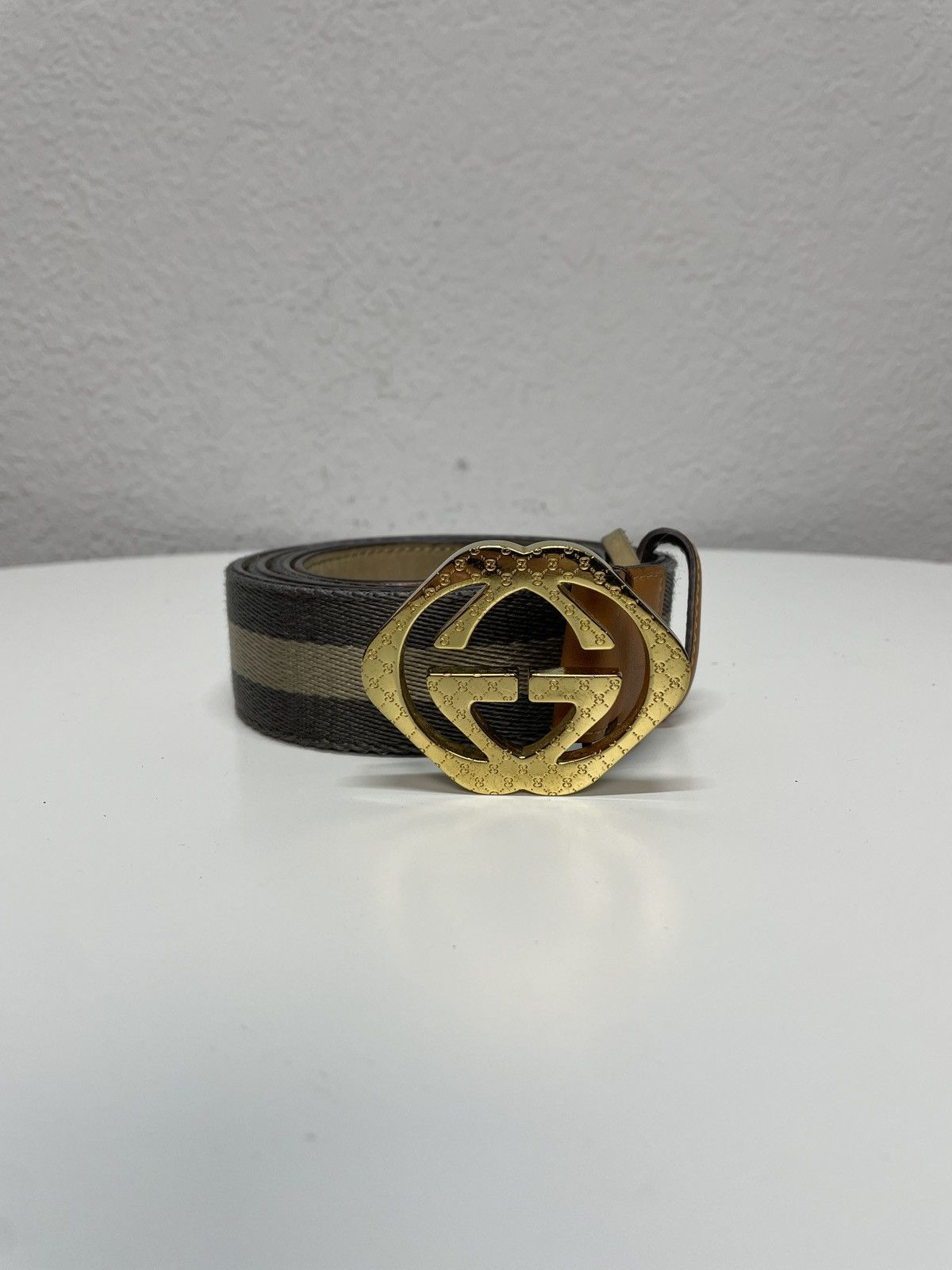 Gucci Gucci Vintage Monogram Gold Logo Bukle Leather x Canvas Mix Size 34 - 5 Thumbnail