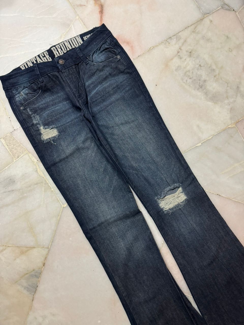 Tornado Mart VINTAGE 2000s REUNION REWASH DISTRESSED RIPPED BELL BOTTOM Size US 27 - 9 Thumbnail