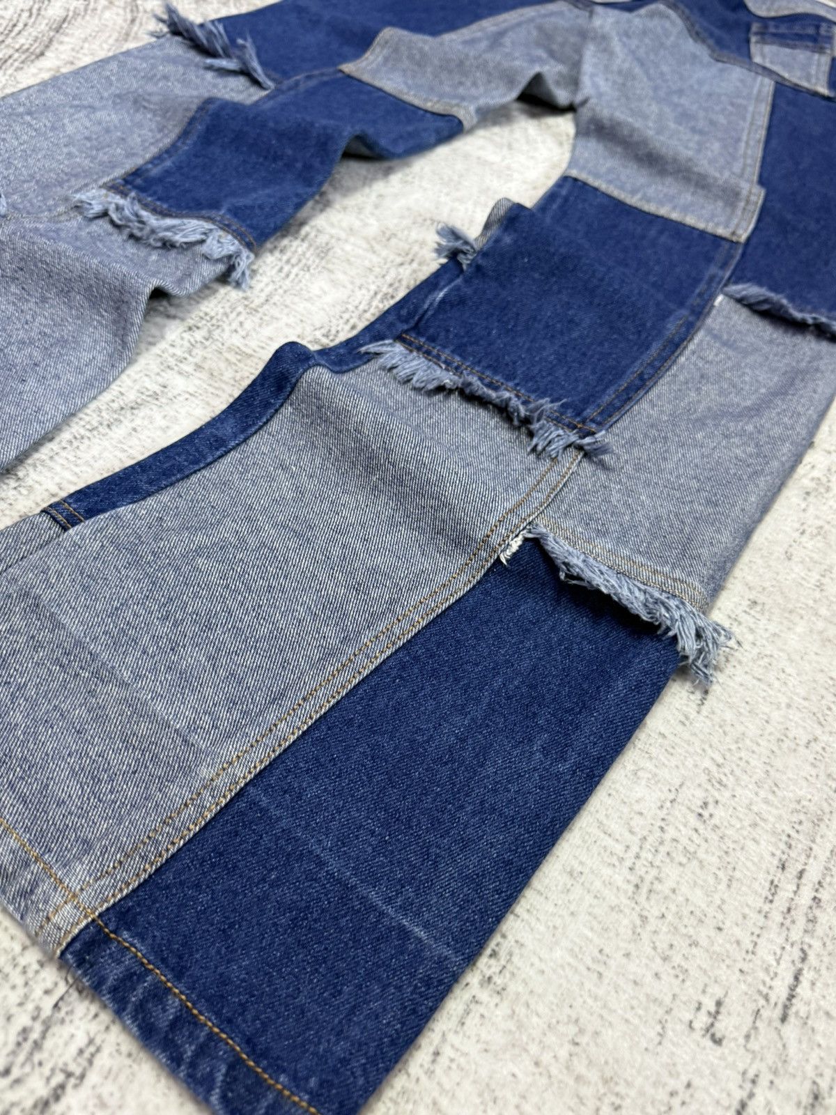 Angel Blue × Hysteric Glamour × Japanese Brand Pop Jelly Japan Penelled Frayed Patch Work Flared Jeans Size US 27 - 15 Thumbnail