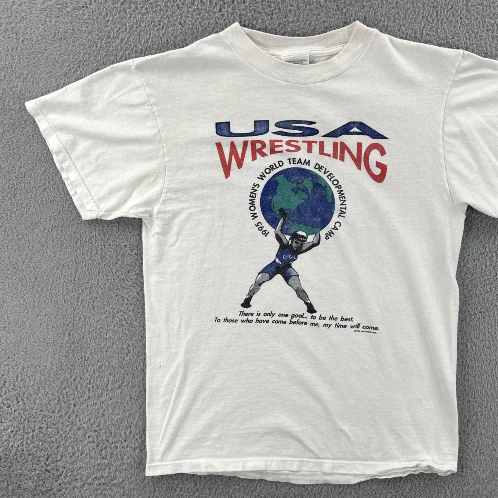 Tultex VINTAGE Tultex Mens M White Shirt USA 90s Graphic Print T-Shirt Womens Wrestling Camp Size M / US 6-8 / IT 42-44 - 3 Thumbnail