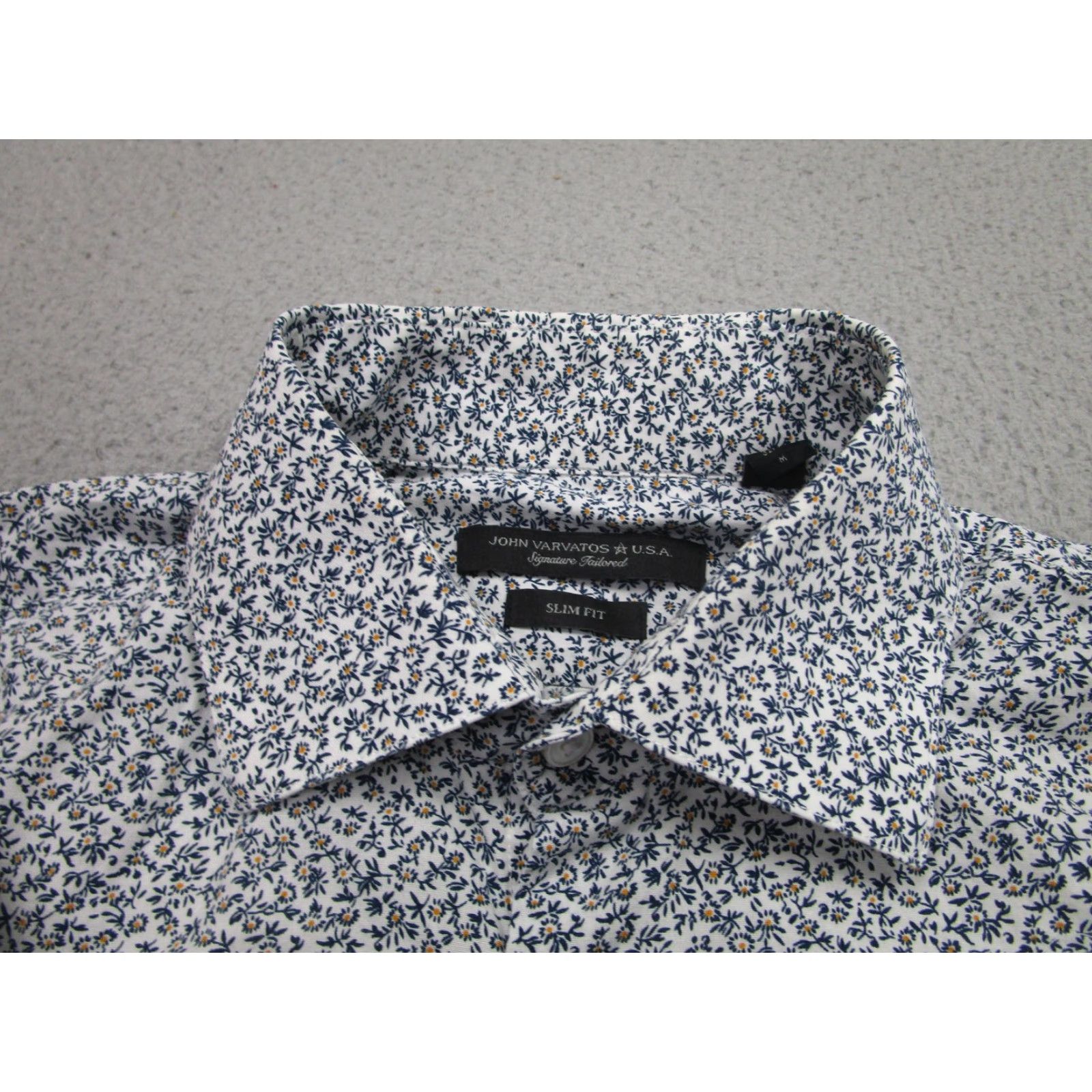 John Varvatos John Varvatos Shirt Mens 15.5 32/33 White Floral Slim Fit Stretch Dress M LS Size 40R - 5 Thumbnail