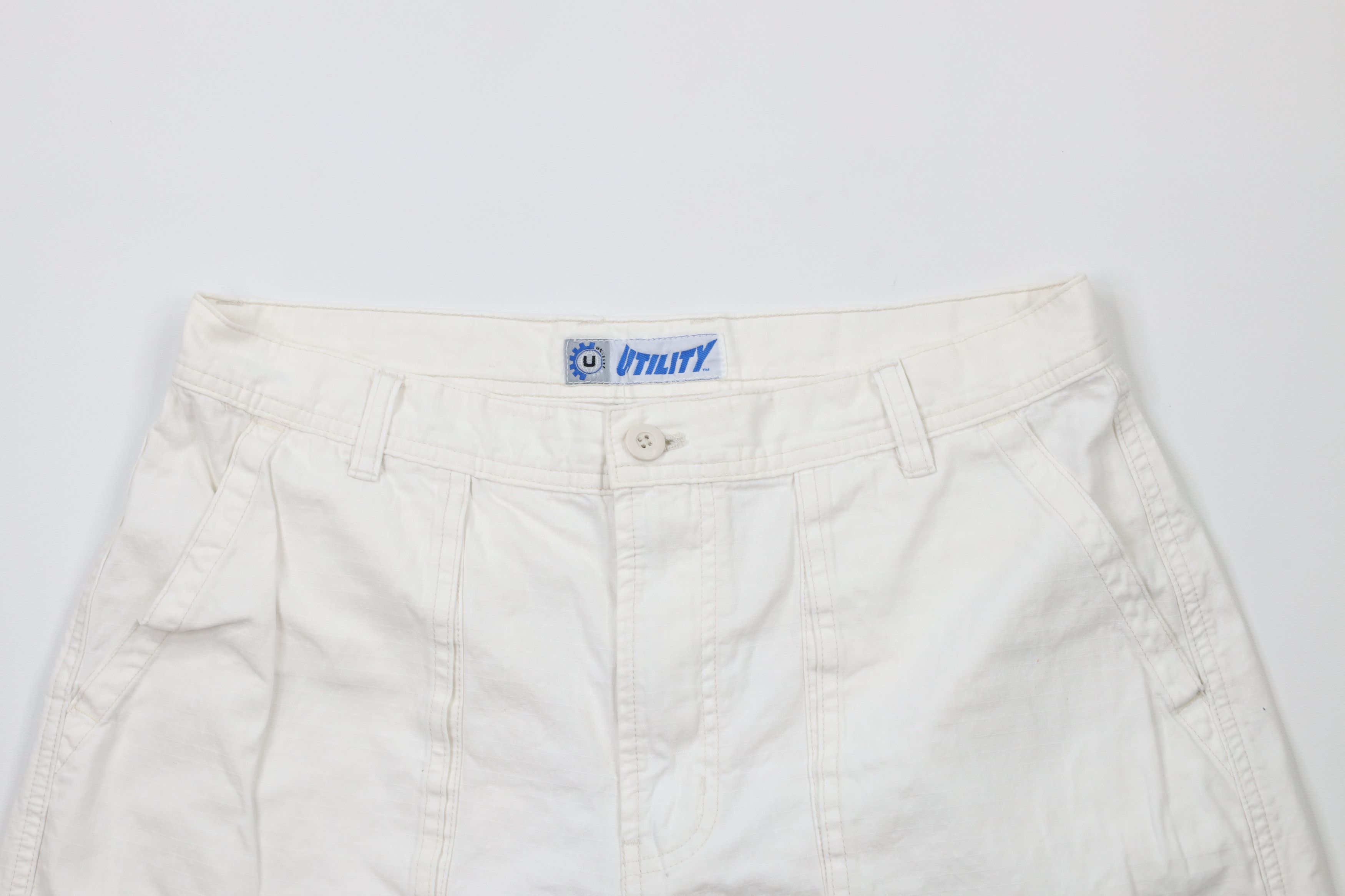 Vintage Vintage 90s Streetwear Pocket Ripstop Shorts White Cotton | Grailed